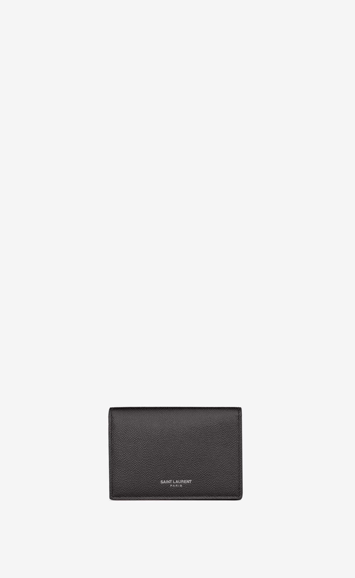 YSL Business Card Holder With Flap In Grain De Poudre-embossed Leather Storm | XGEPS0817