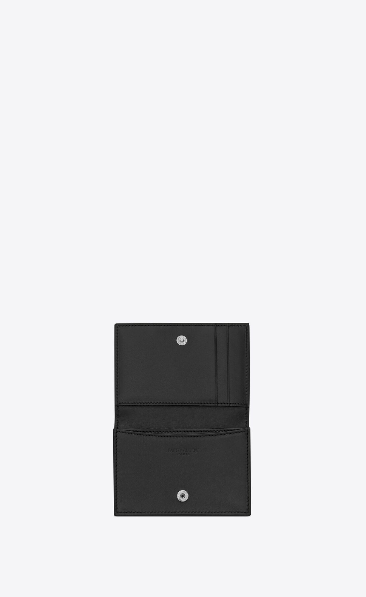 YSL Business Card Holder With Flap In Smooth Leather Black | TECRF1726