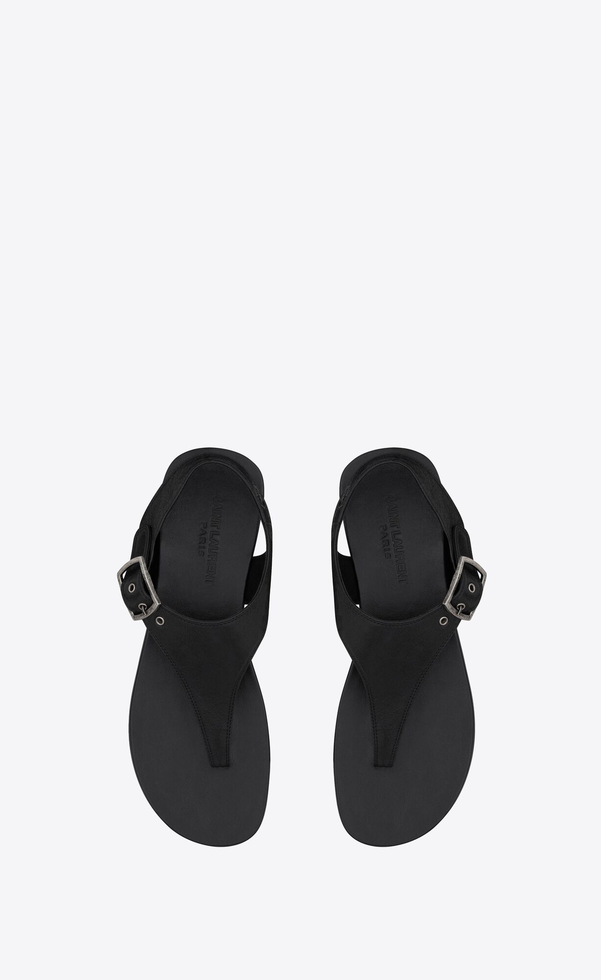 YSL Caleb Flat Sandals In Smooth Leather Black | JEIOF6920