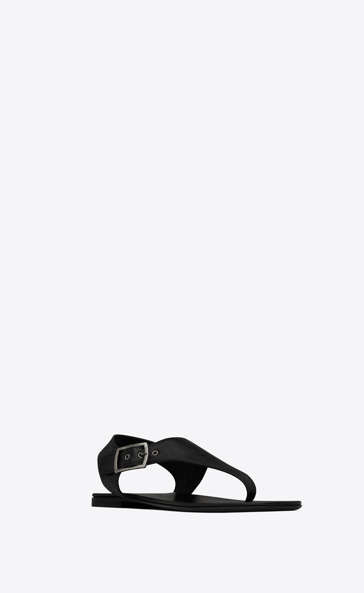 YSL Caleb Flat Sandals In Smooth Leather Black | JEIOF6920