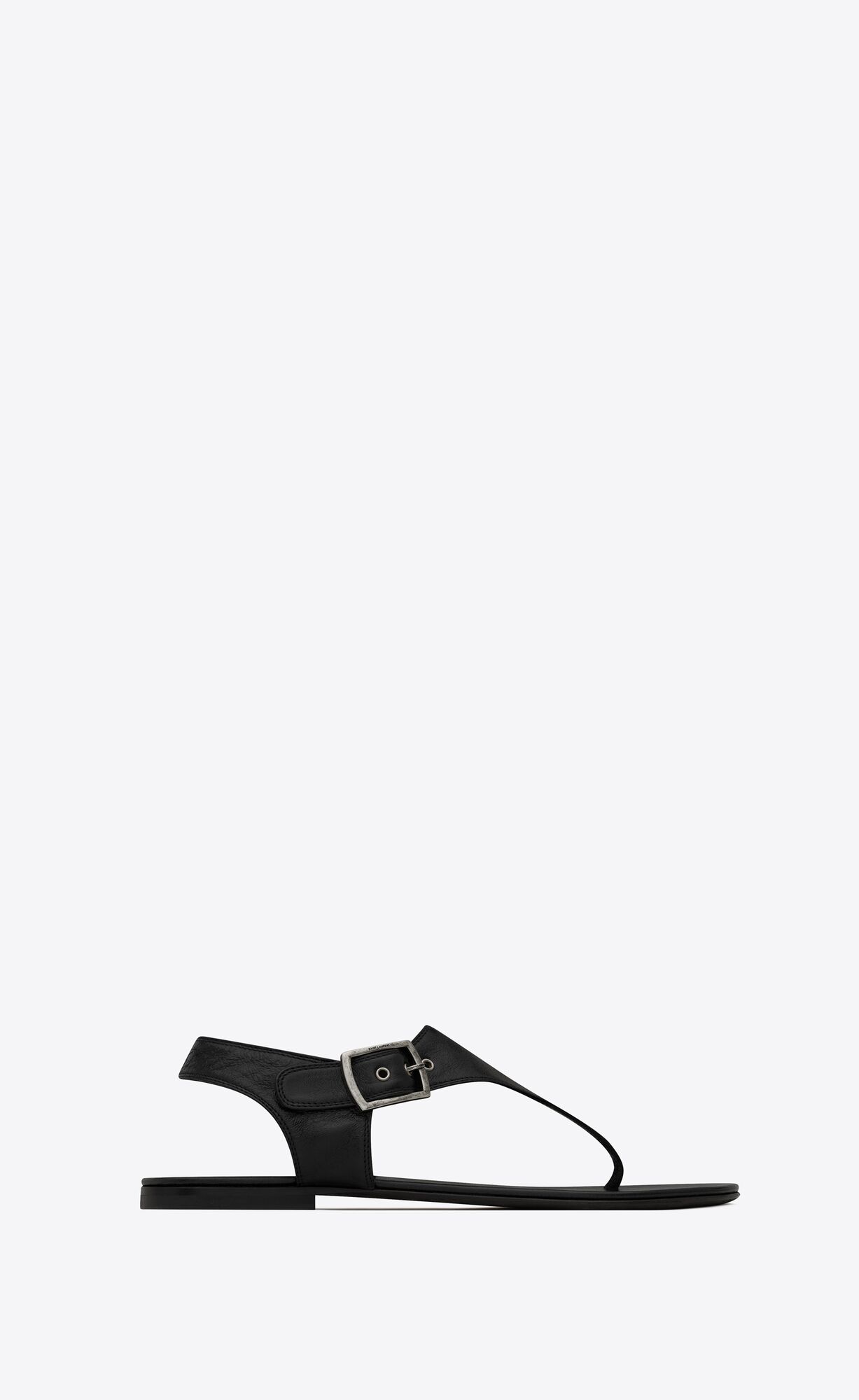 YSL Caleb Flat Sandals In Smooth Leather Black | JEIOF6920