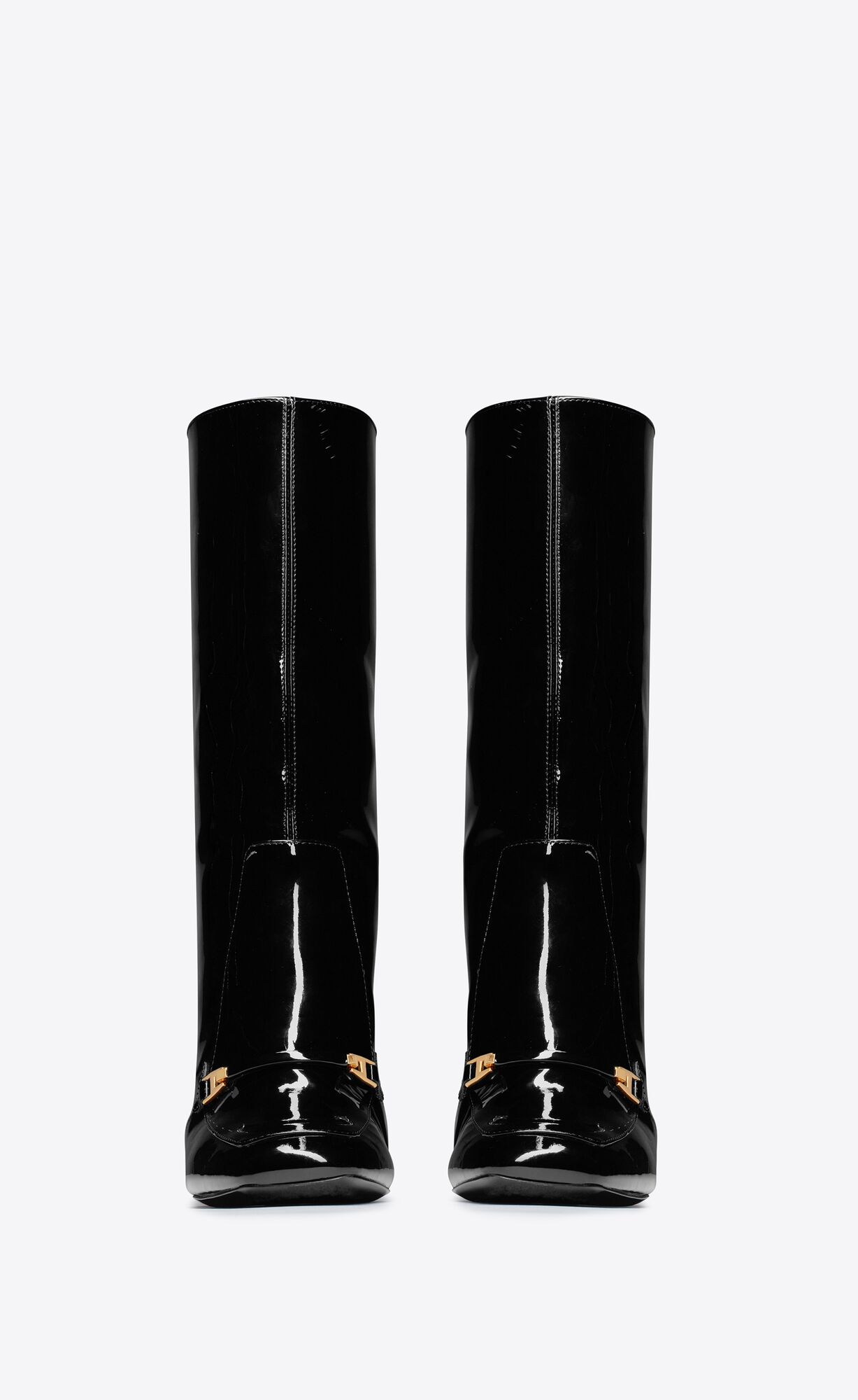 YSL Camden Boots In Patent Leather Noir | IPUVJ8629