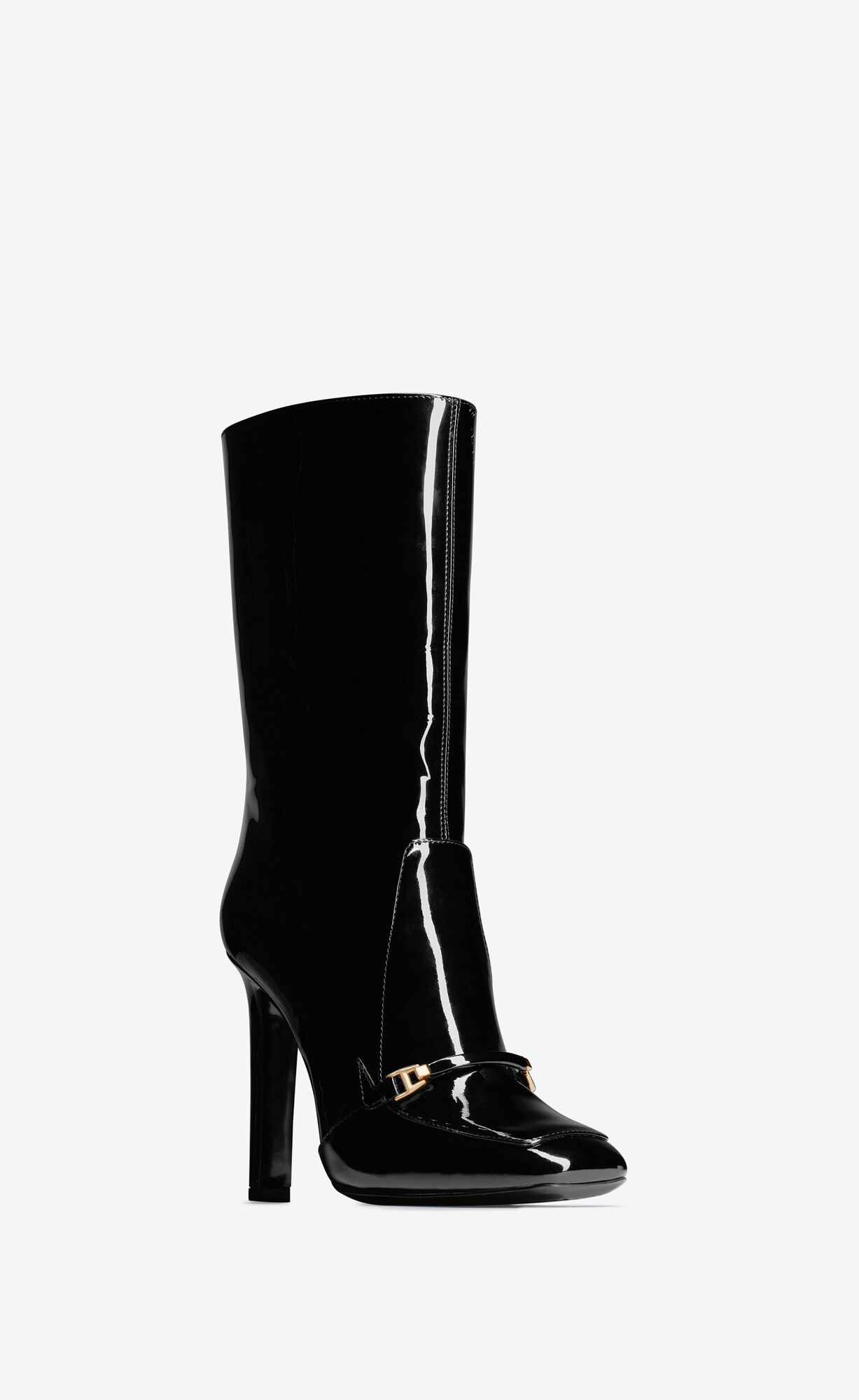 YSL Camden Boots In Patent Leather Noir | IPUVJ8629