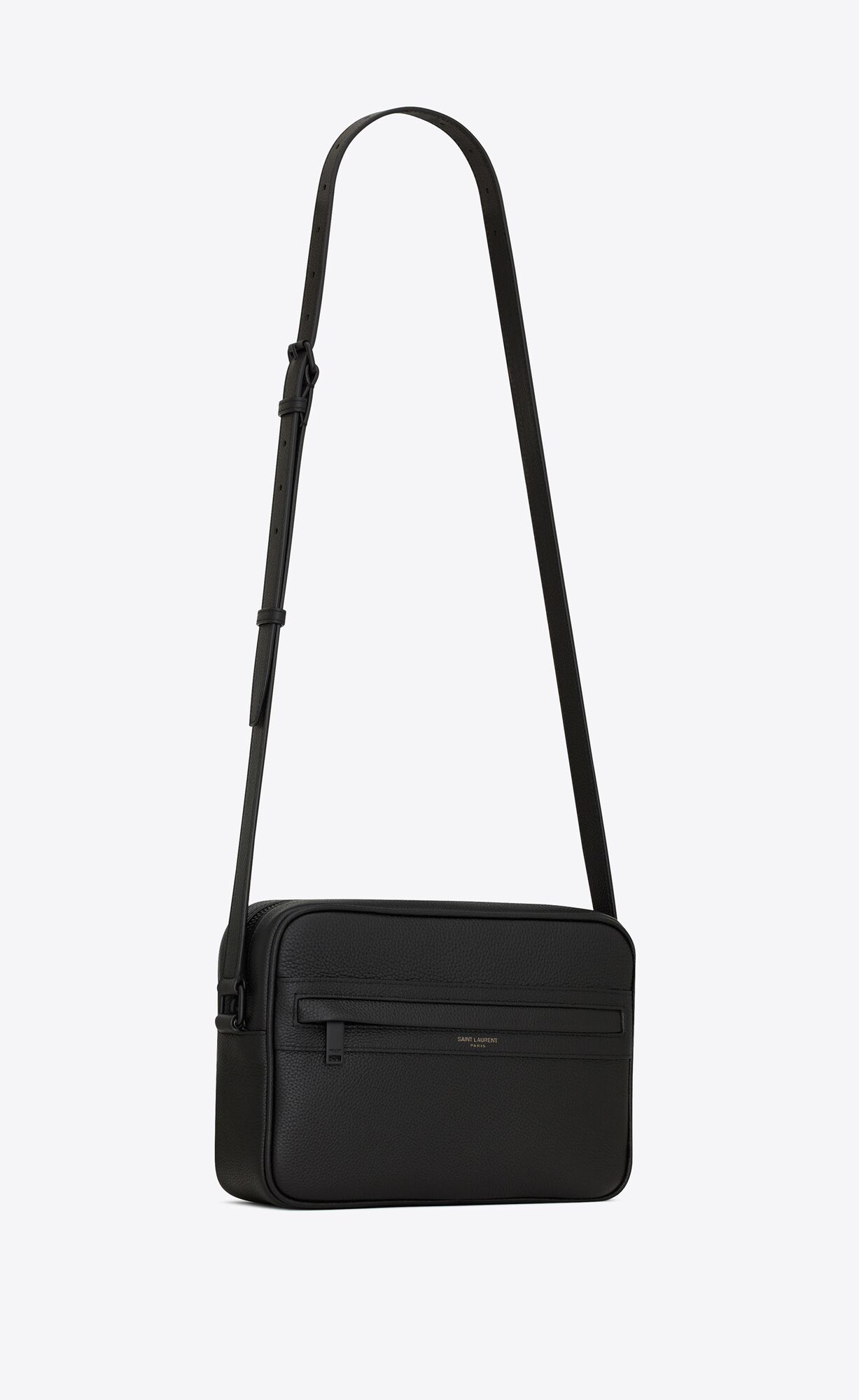 YSL Camp Camera Bag In Grained Leather Black | LDHMP7248