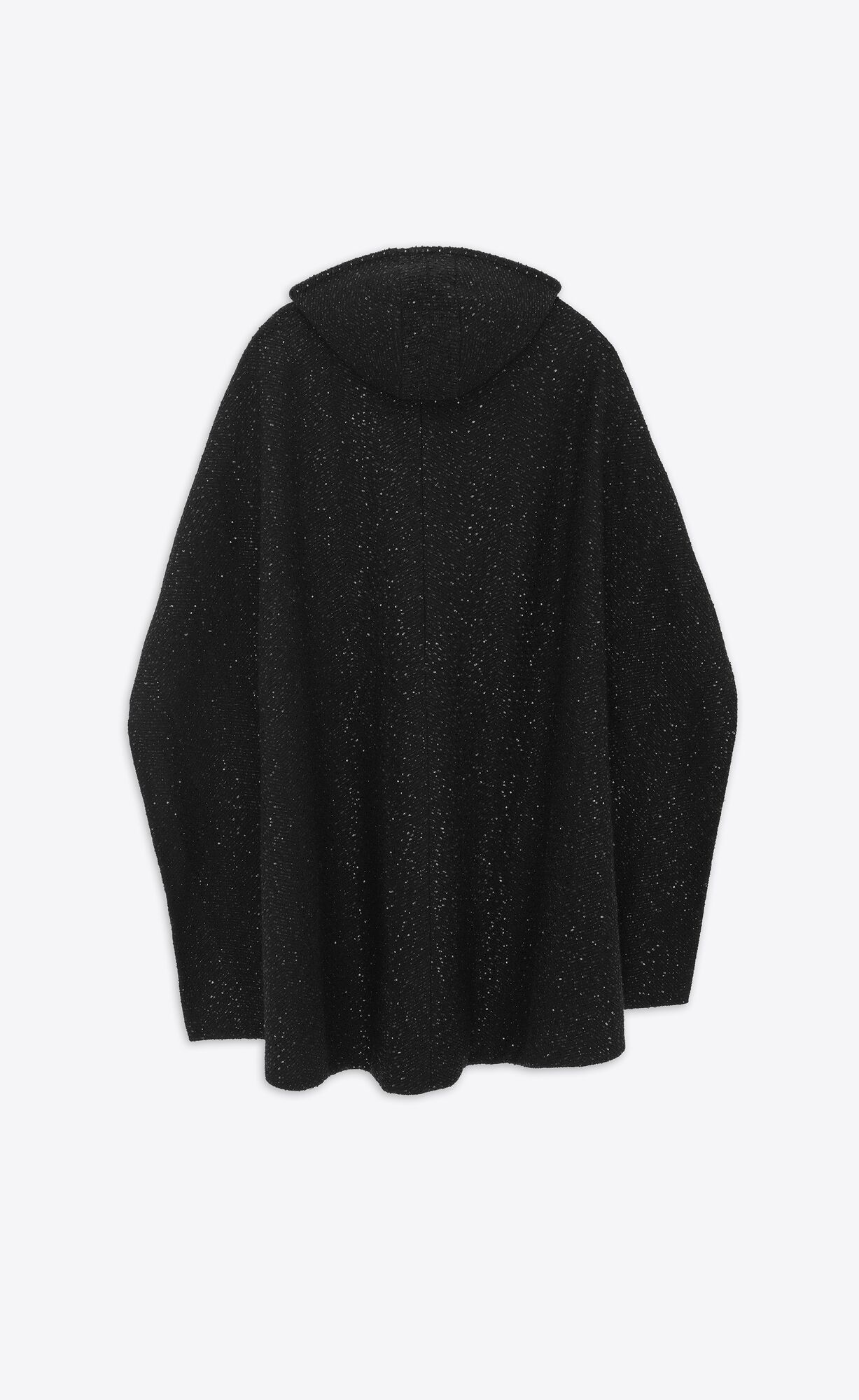 YSL Cape Coat In Sequined Chevron Tweed Black | YUGOQ9718