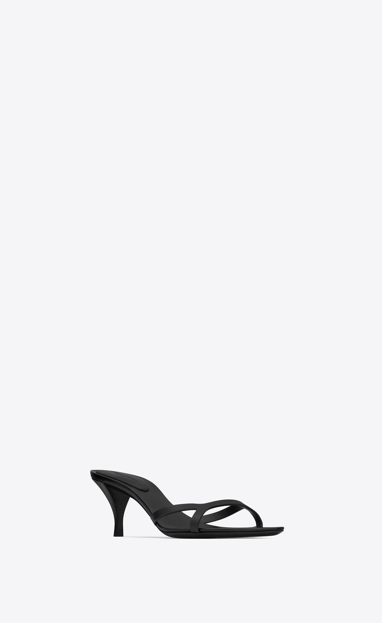 YSL Carla Heeled Mules In Smooth Leather Black | POFRY1538