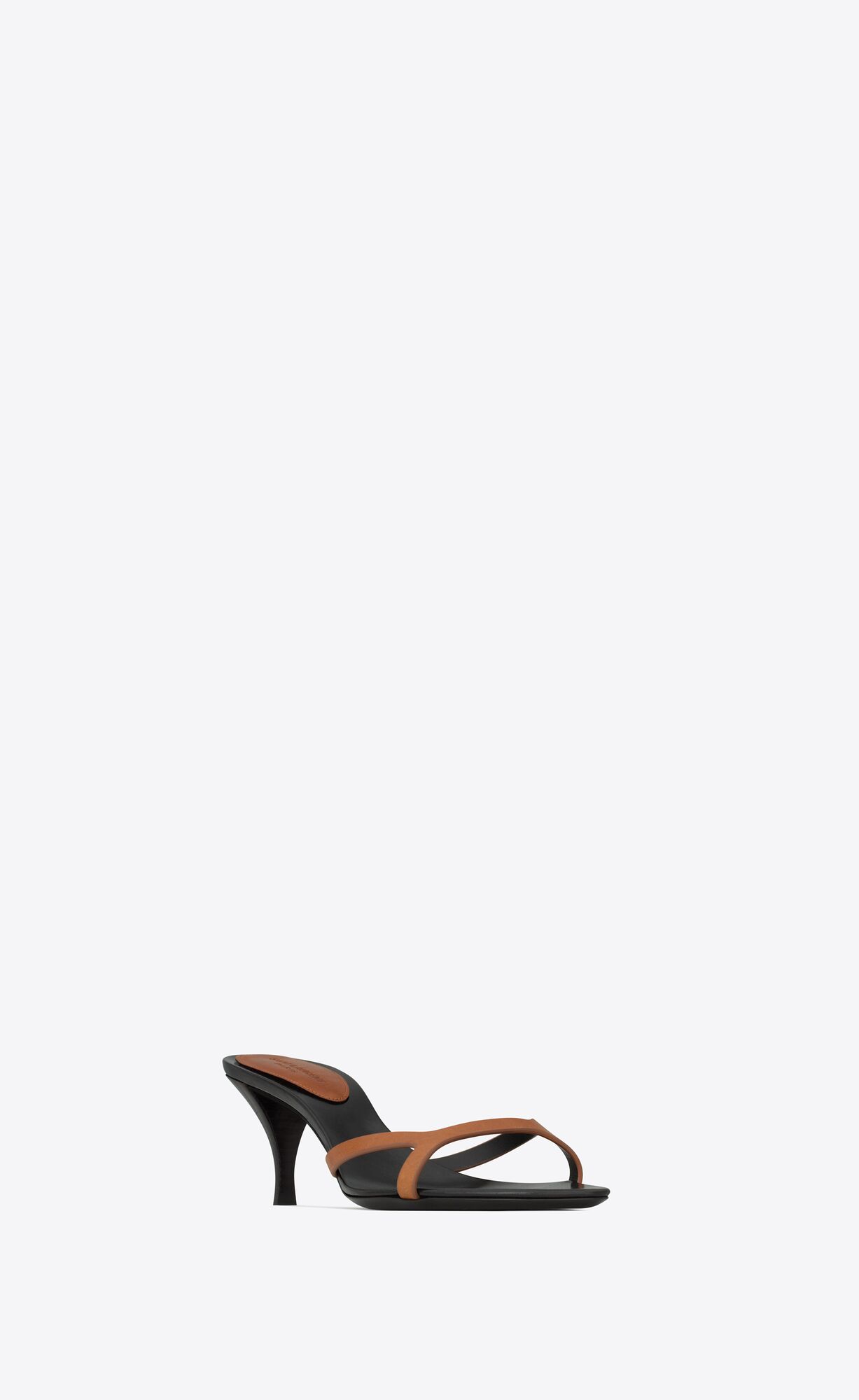 YSL Carla Heeled Mules In Smooth Leather Cuoio | VEKGU5364