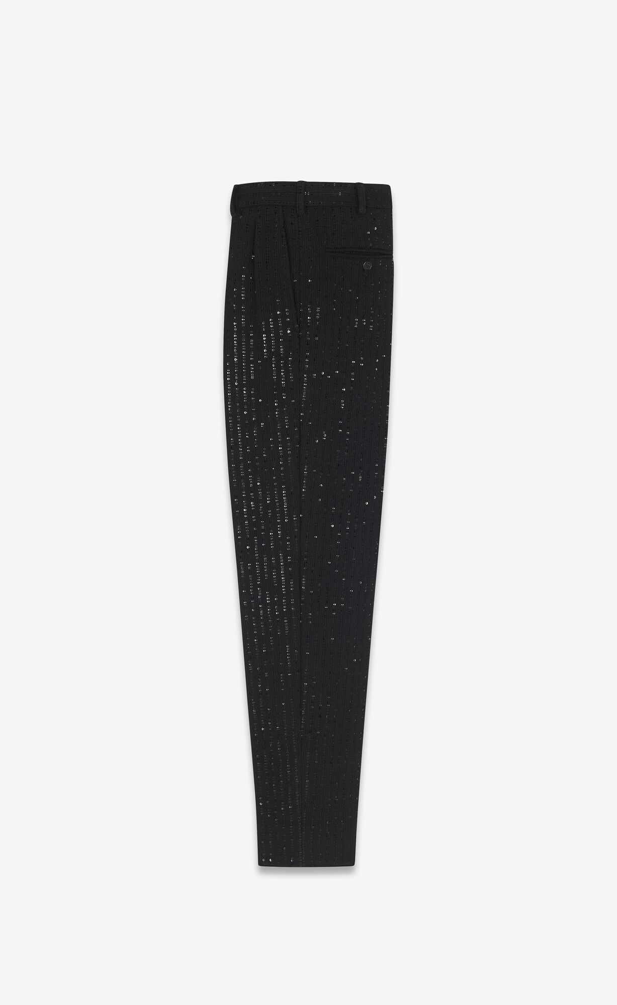 YSL Carrot-fit Pants In Sequined Tweed Noir Brilliant | EWFSP2897