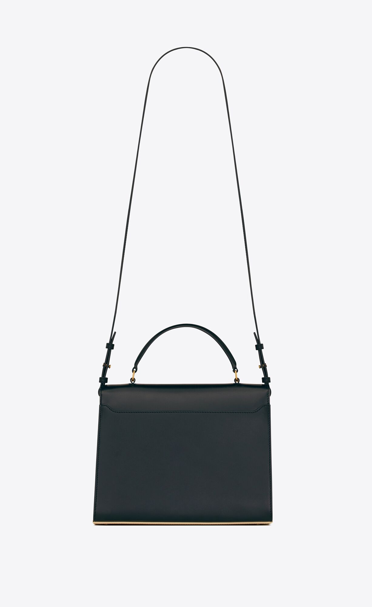 YSL Cassandra Medium Top Handle Bag In Box Saint Laurent Leather Black And Off White | ENVHJ1852