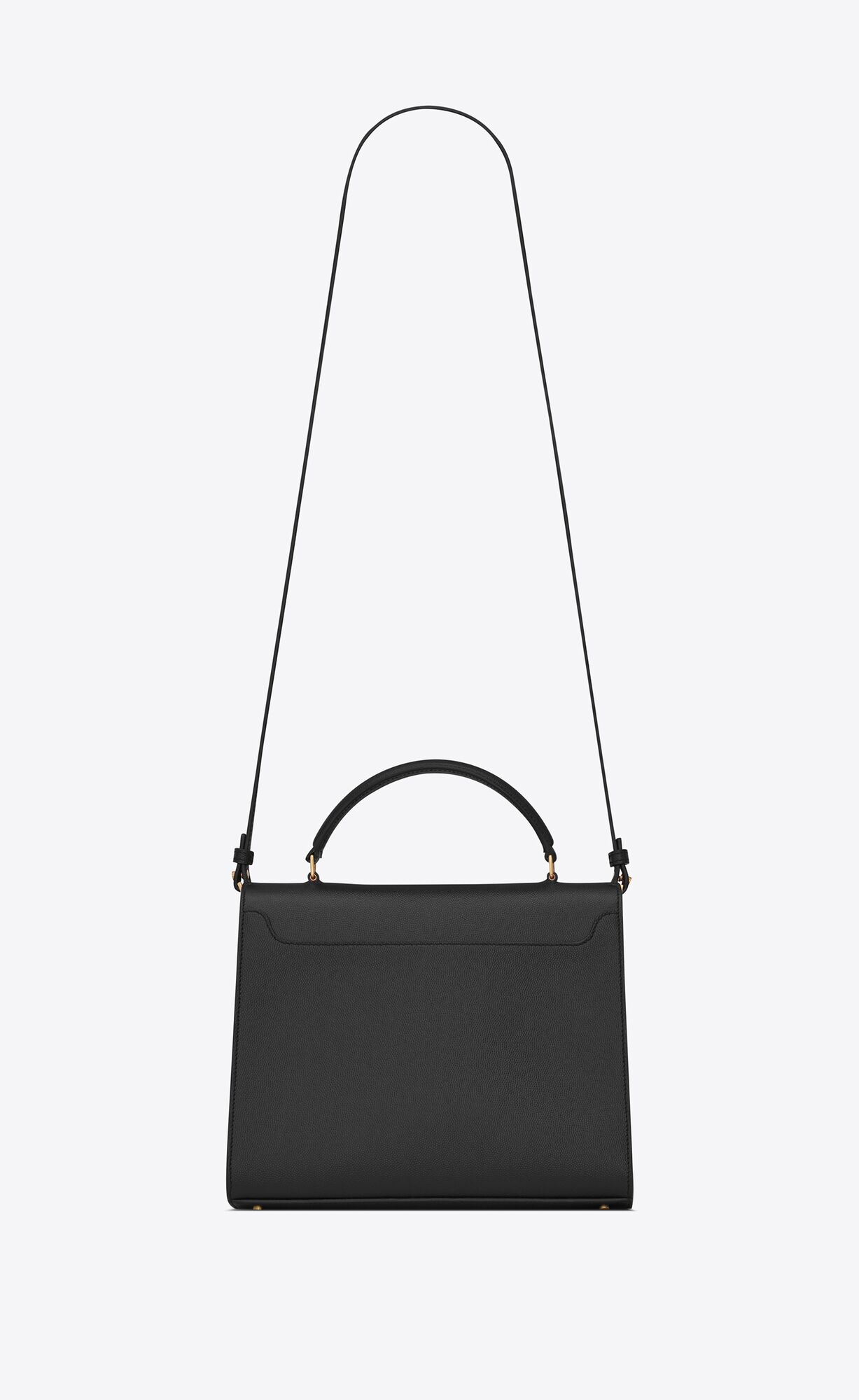 YSL Cassandra Medium Top Handle Bag In Grain De Poudre Embossed Leather Black | YJBOM0923