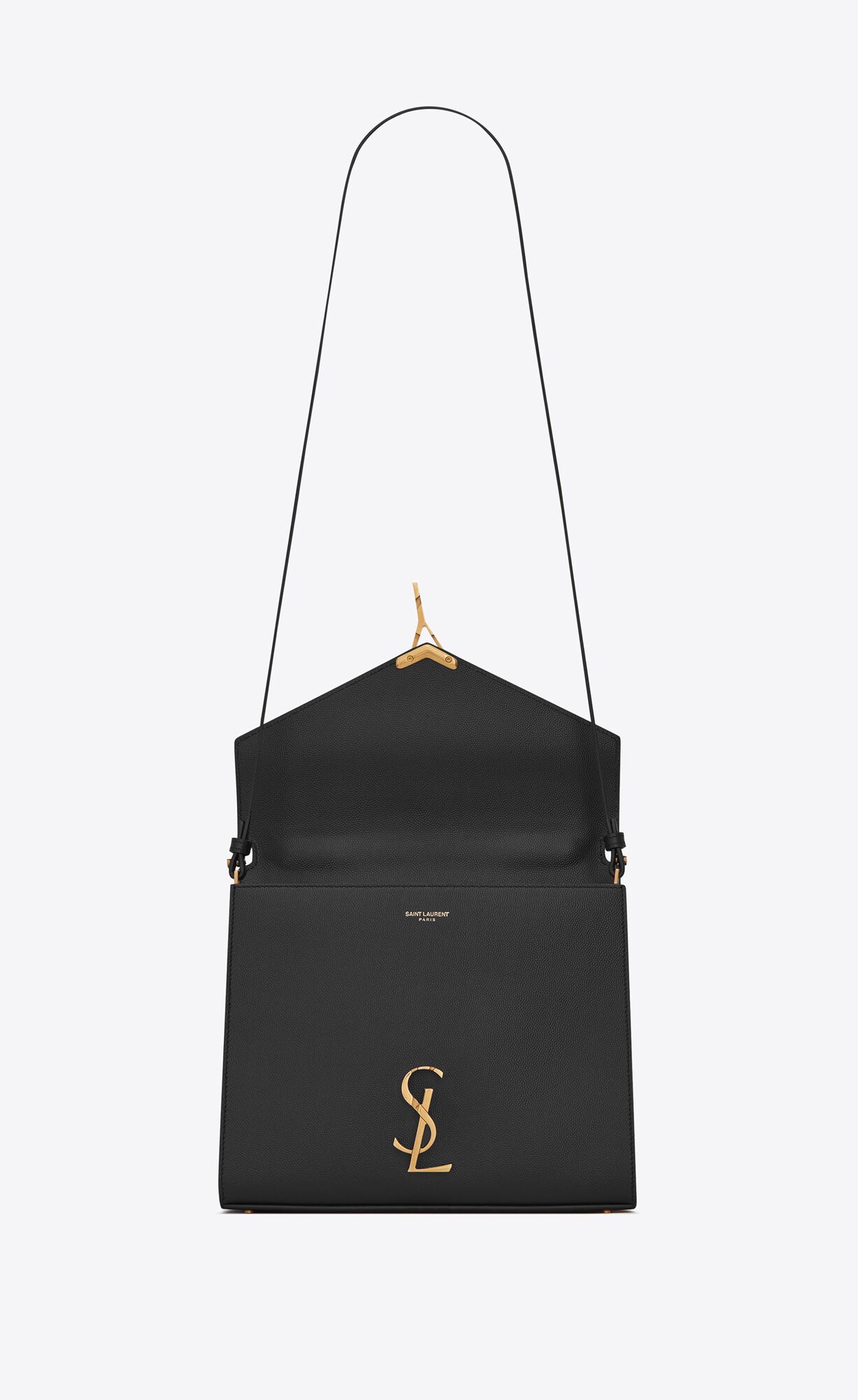 YSL Cassandra Medium Top Handle Bag In Grain De Poudre Embossed Leather Black | YJBOM0923