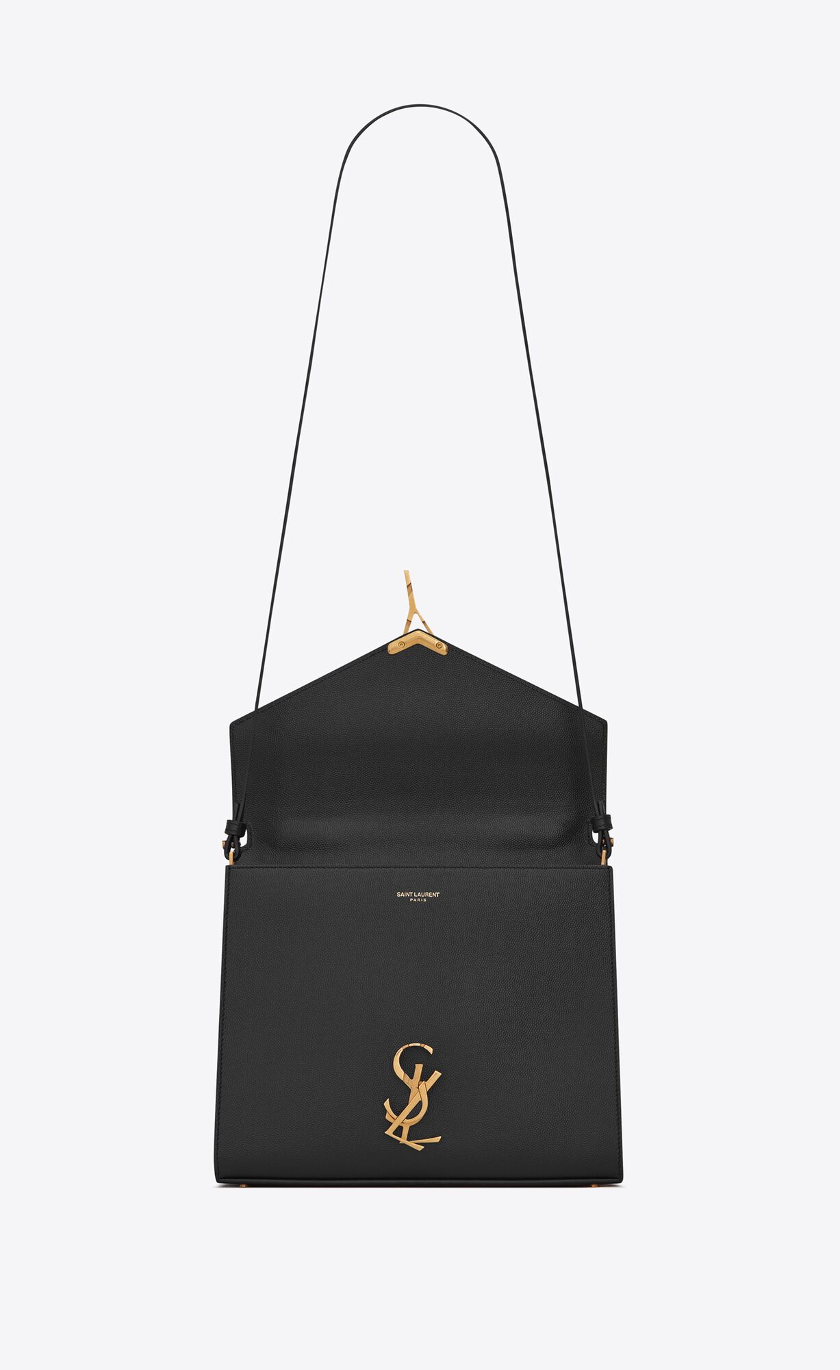 YSL Cassandra Medium Top Handle Bag In Grain De Poudre Embossed Leather Black | YJBOM0923