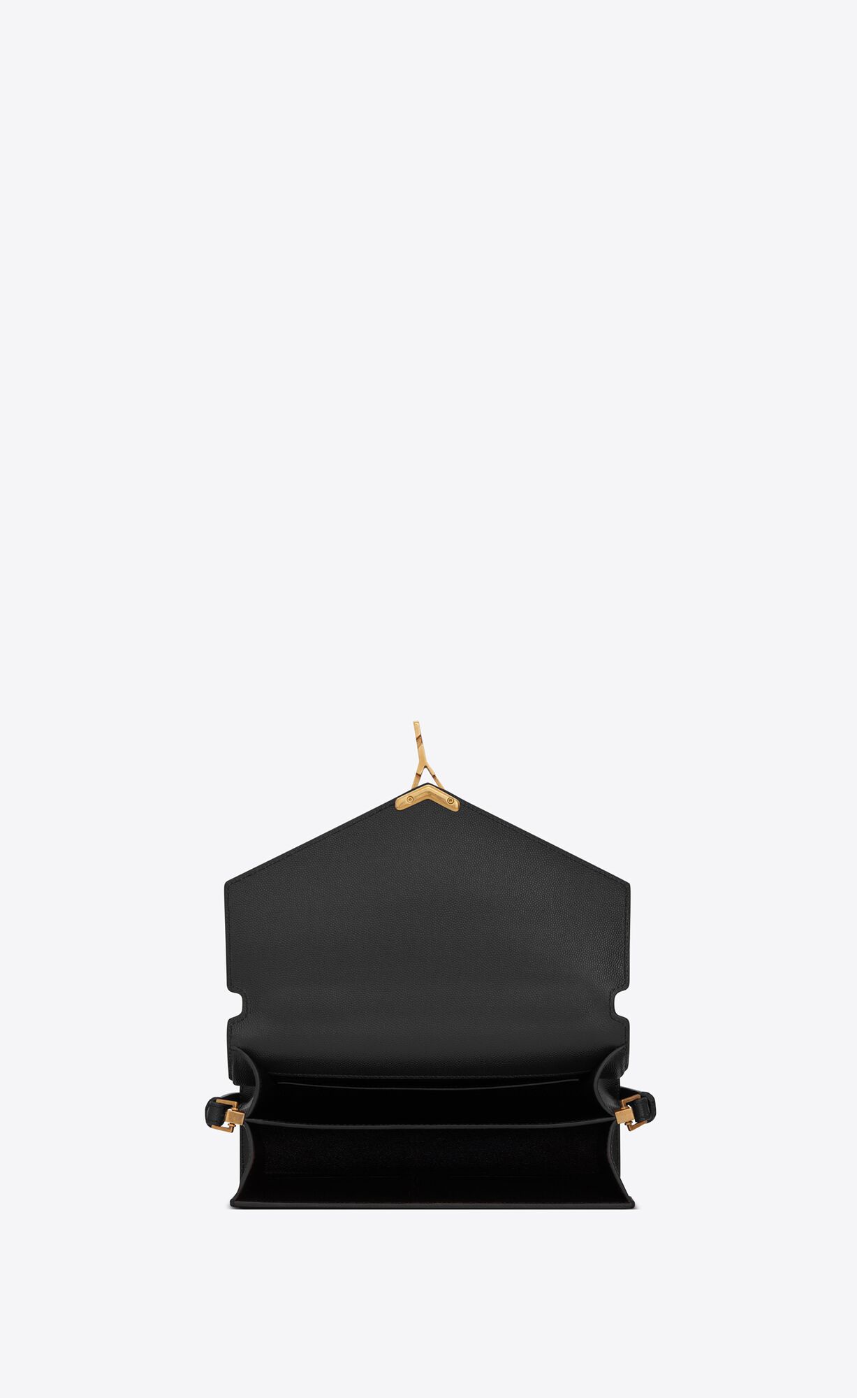 YSL Cassandra Medium Top Handle Bag In Grain De Poudre Embossed Leather Black | YJBOM0923