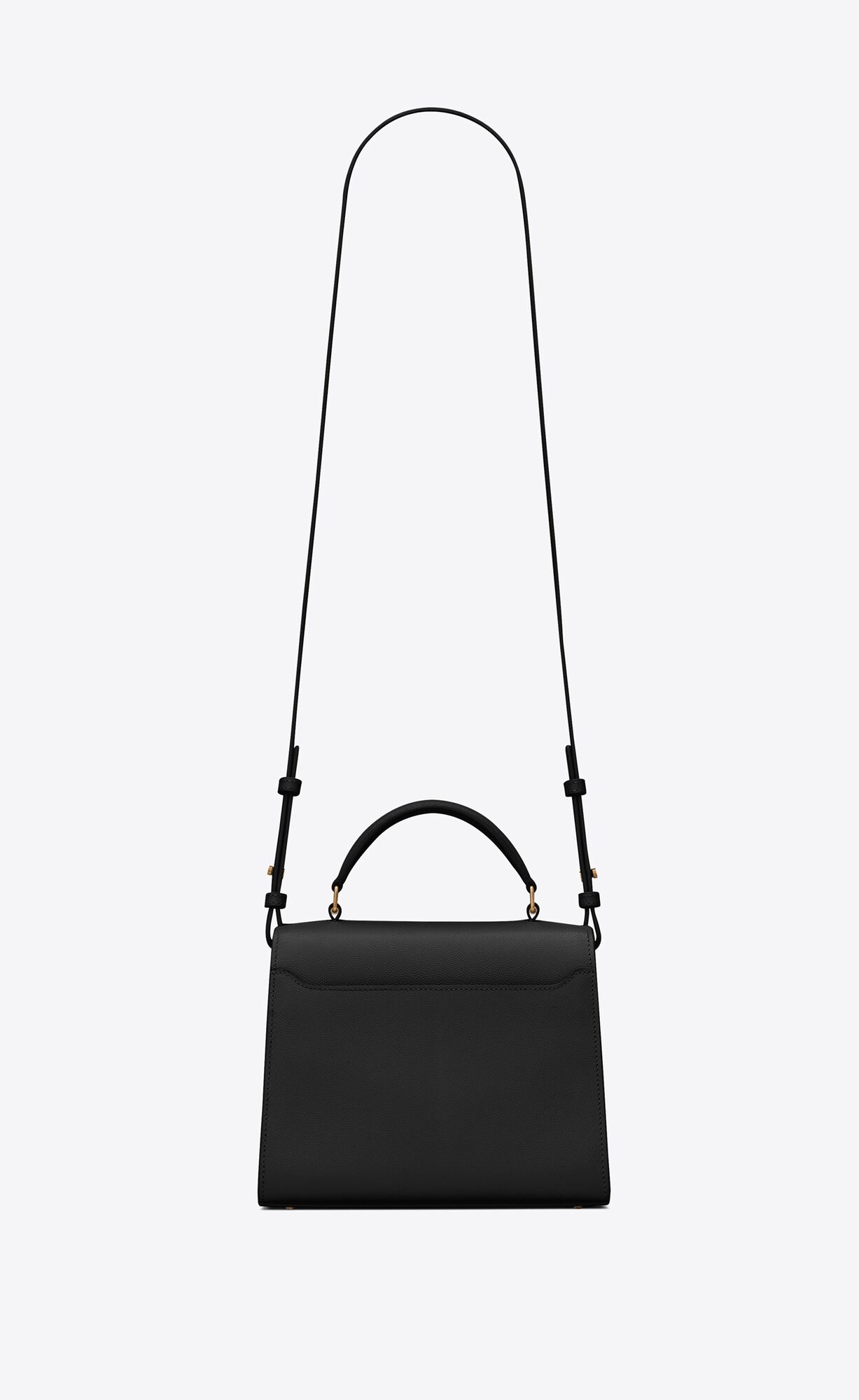 YSL Cassandra Mini Top Handle Bag In Grain De Poudre Embossed Leather Black | MKDYR0678