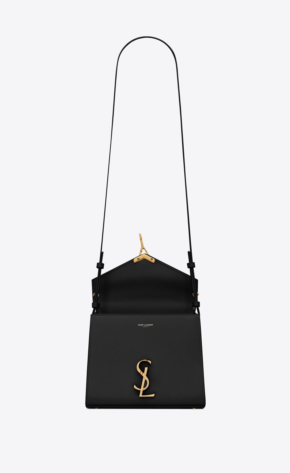 YSL Cassandra Mini Top Handle Bag In Grain De Poudre Embossed Leather Black | MKDYR0678