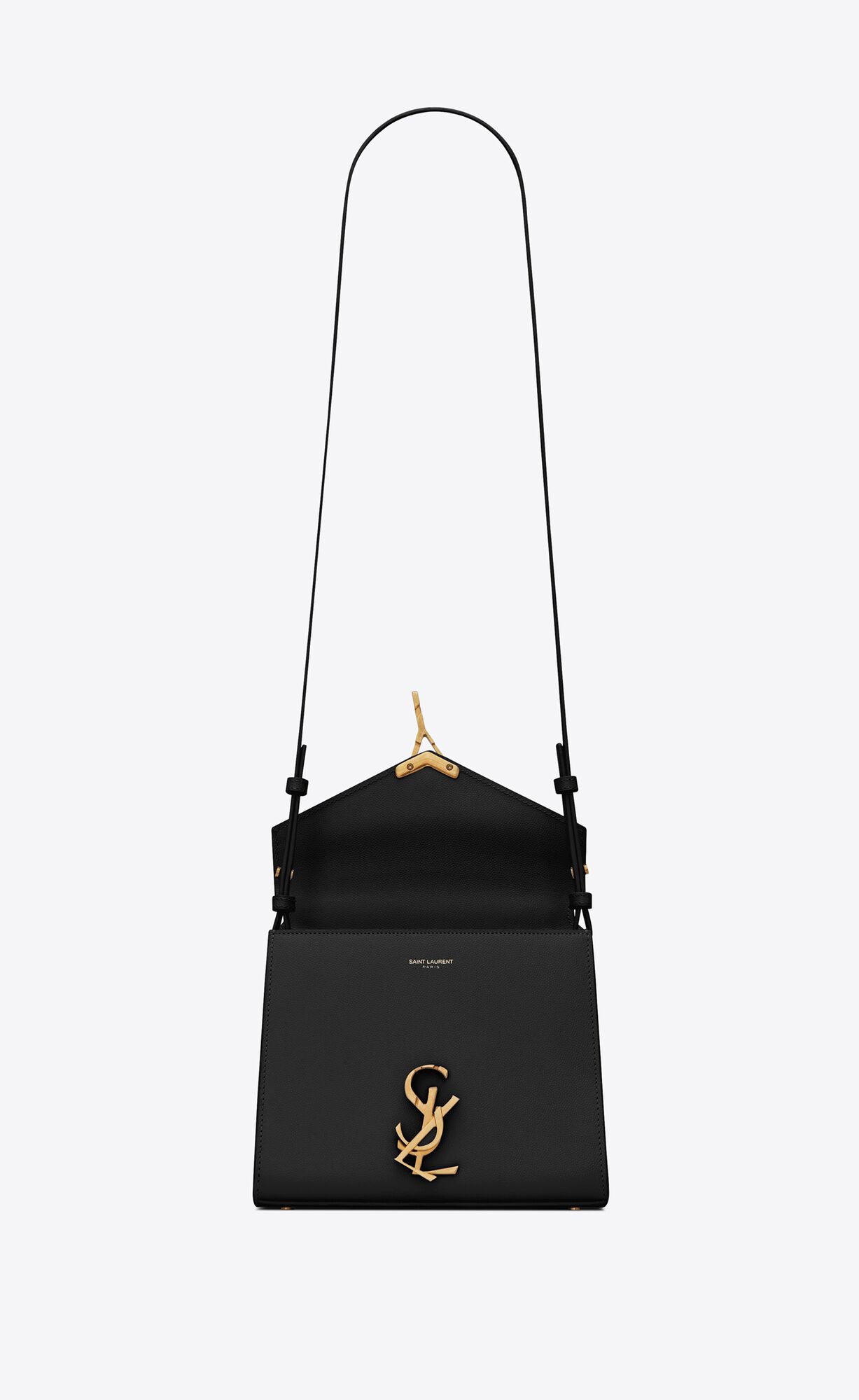 YSL Cassandra Mini Top Handle Bag In Grain De Poudre Embossed Leather Black | MKDYR0678