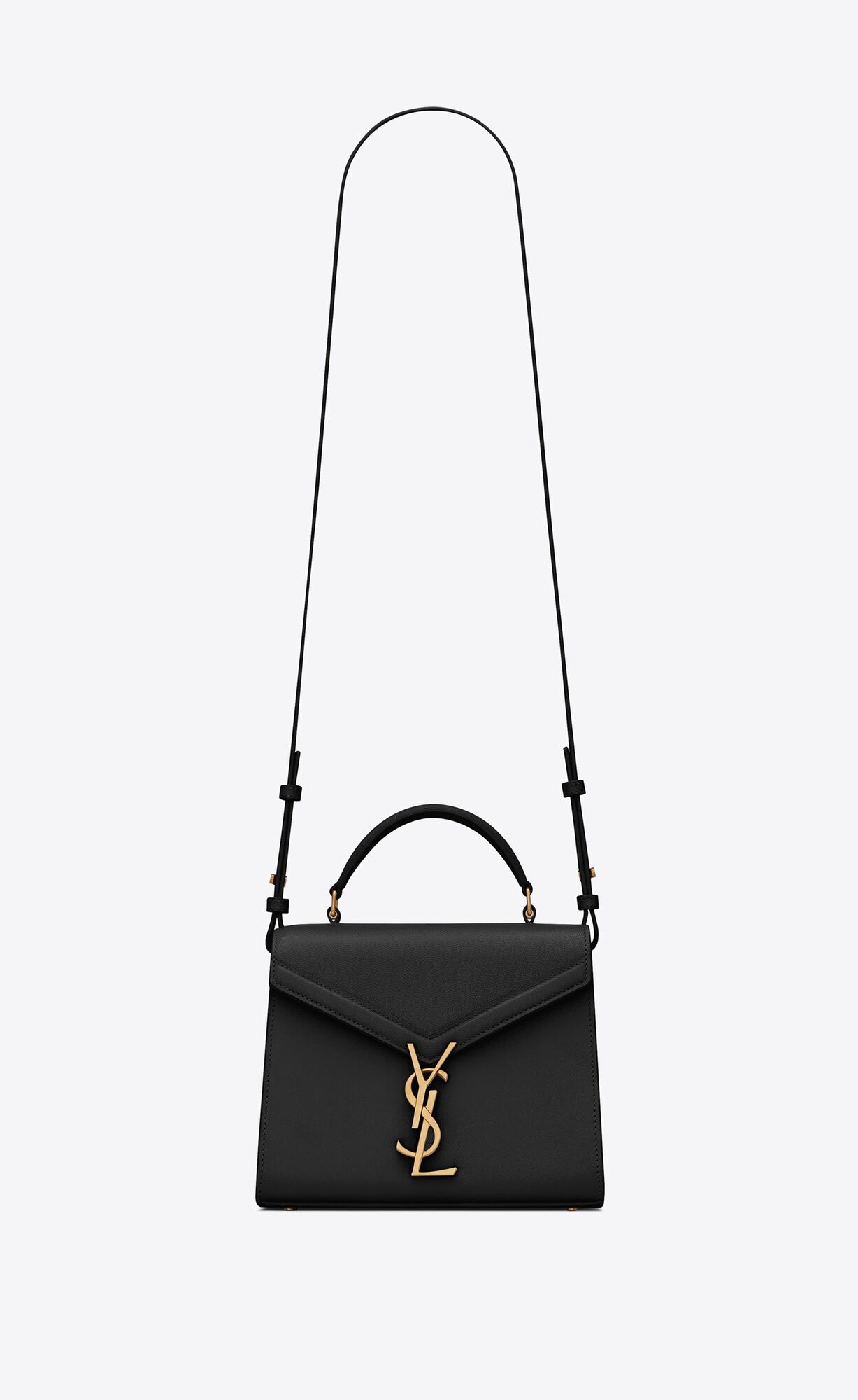 YSL Cassandra Mini Top Handle Bag In Grain De Poudre Embossed Leather Black | MKDYR0678