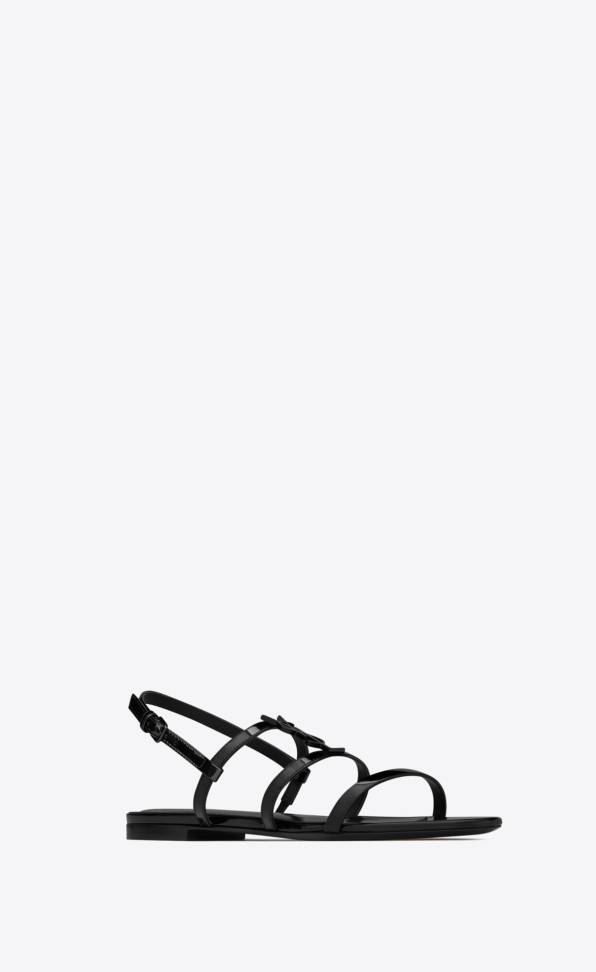 YSL Cassandra Sandals In Patent Leather Black | JEWKD4205