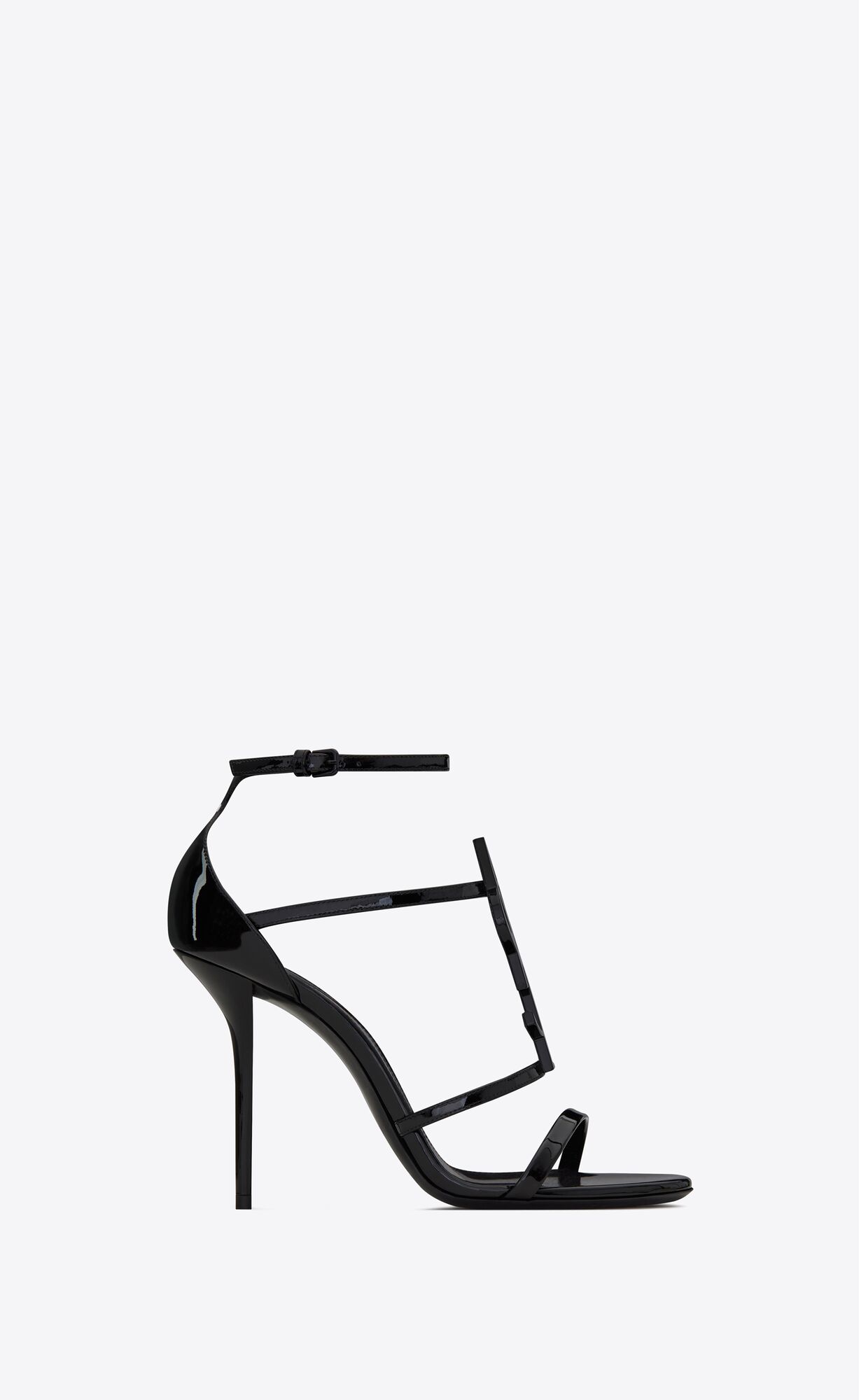 YSL Cassandra Sandals In Patent Leather Black | TLQOD7058