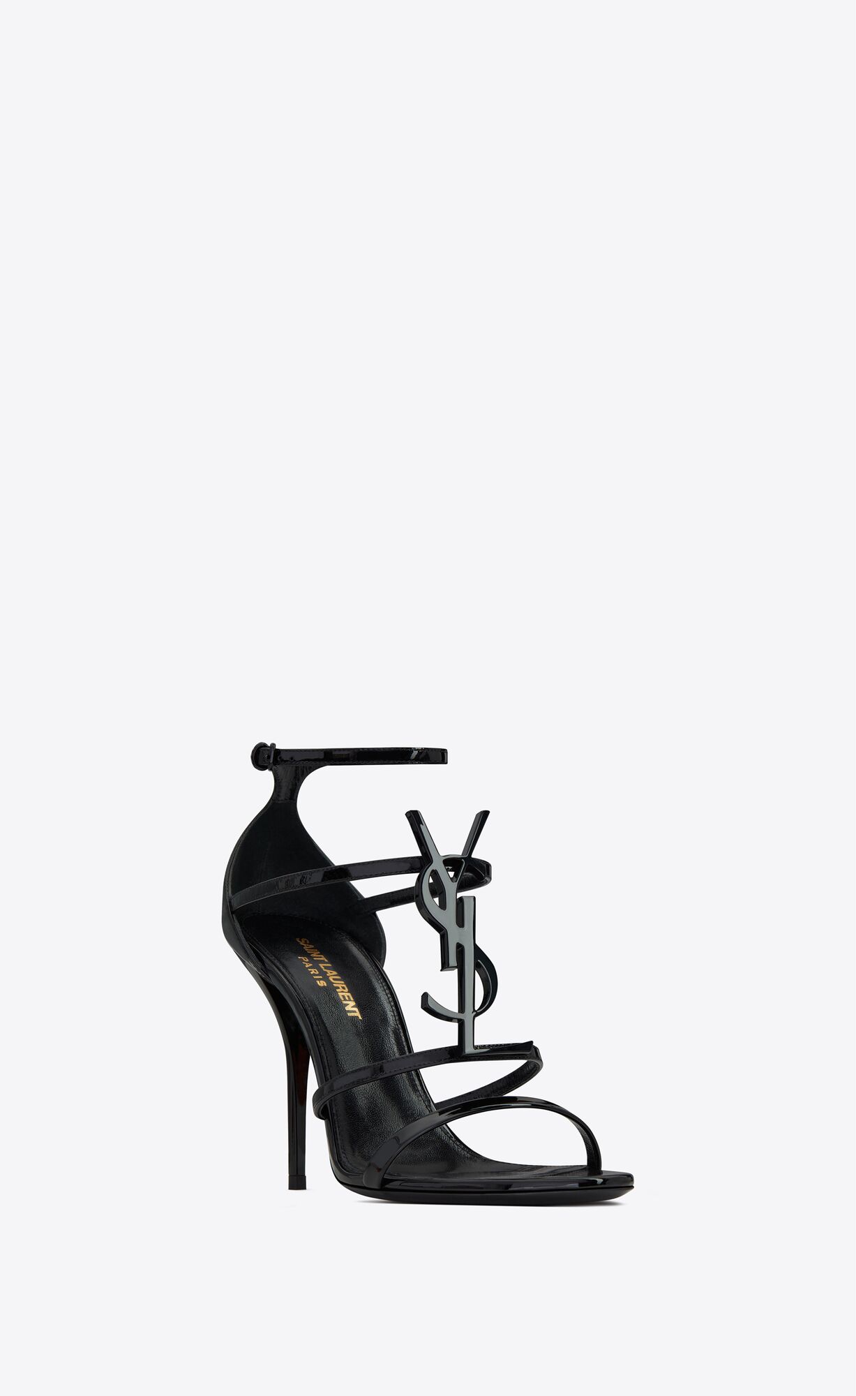 YSL Cassandra Sandals In Patent Leather Black | TLQOD7058