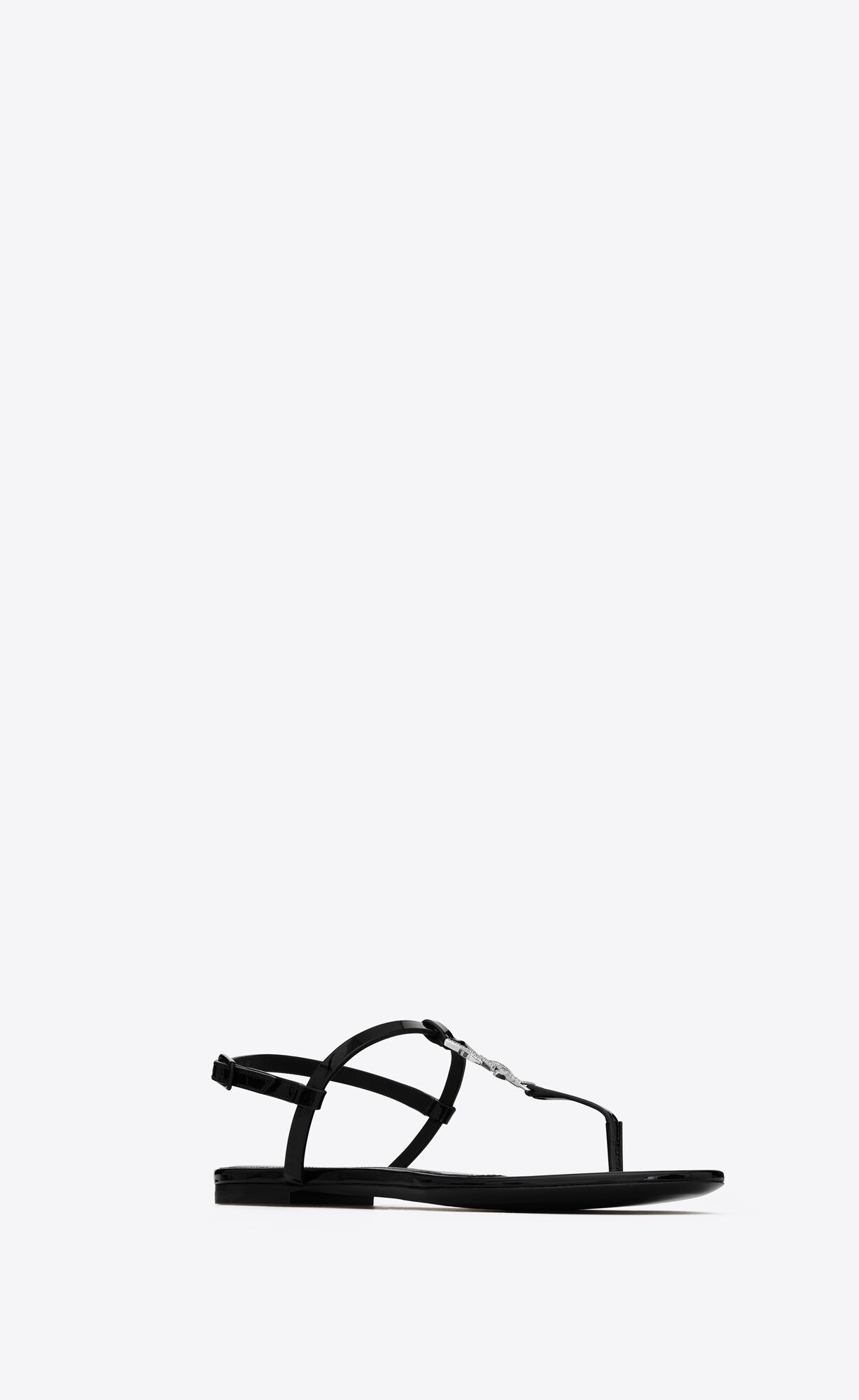 YSL Cassandra Sandals In Patent Leather Black | WISNR9245