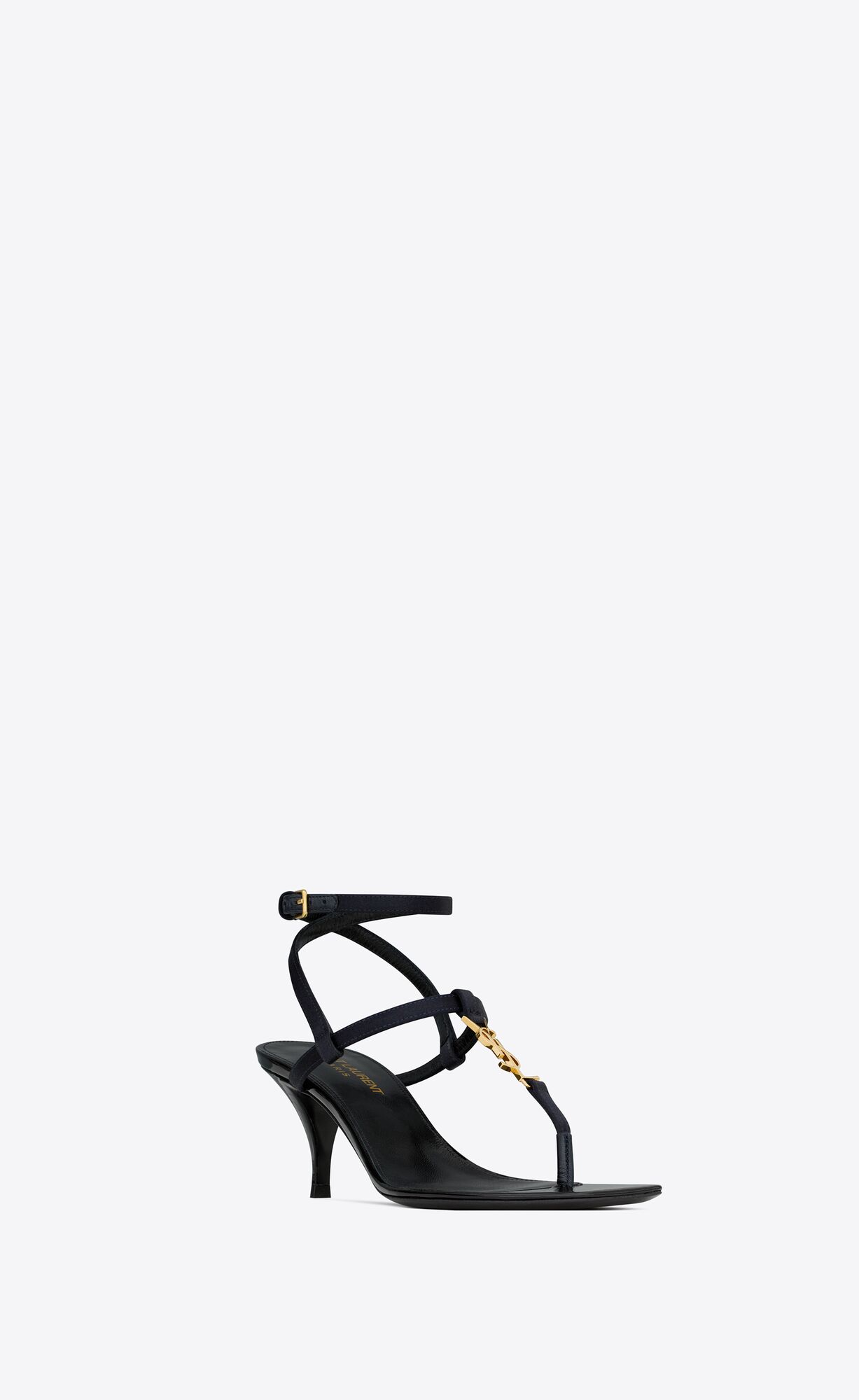 YSL Cassandra Sandals In Silk Satin Patriot Navy | XAJQD3401