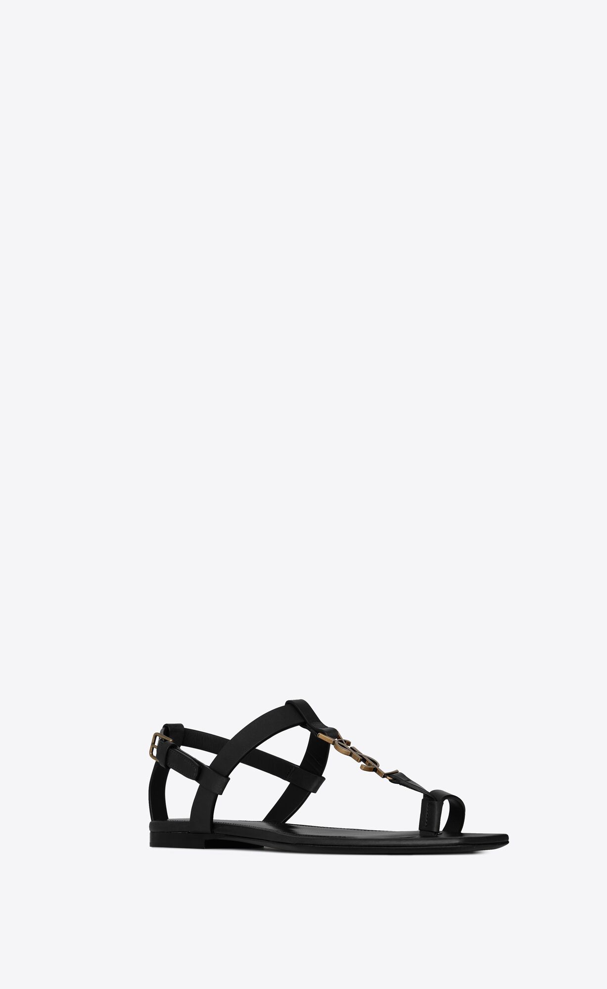 YSL Cassandra Sandals In Smooth Leather Black | IOPFN7824