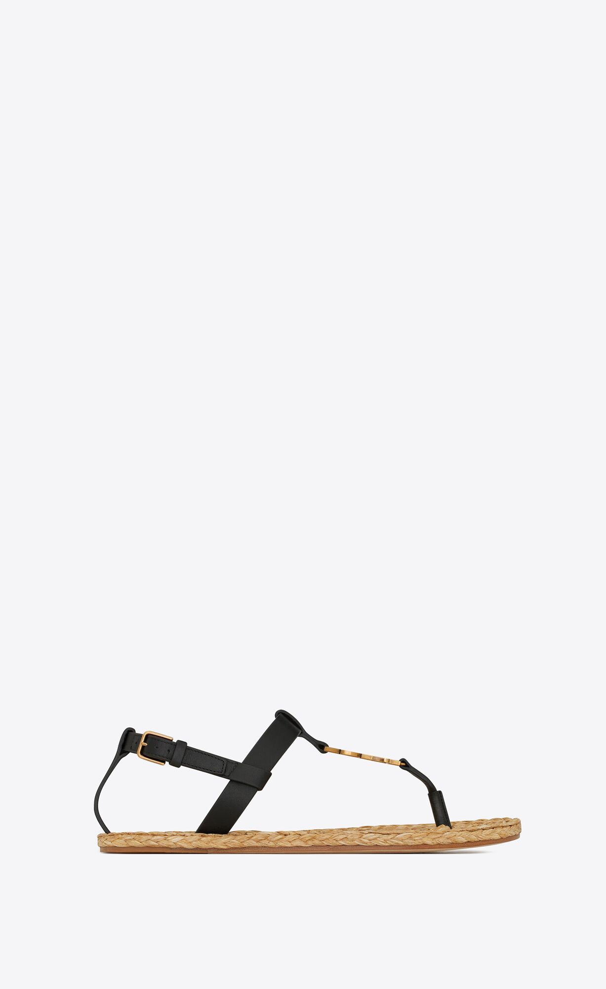 YSL Cassandra Sandals In Smooth Leather Noir | MWJPO4359