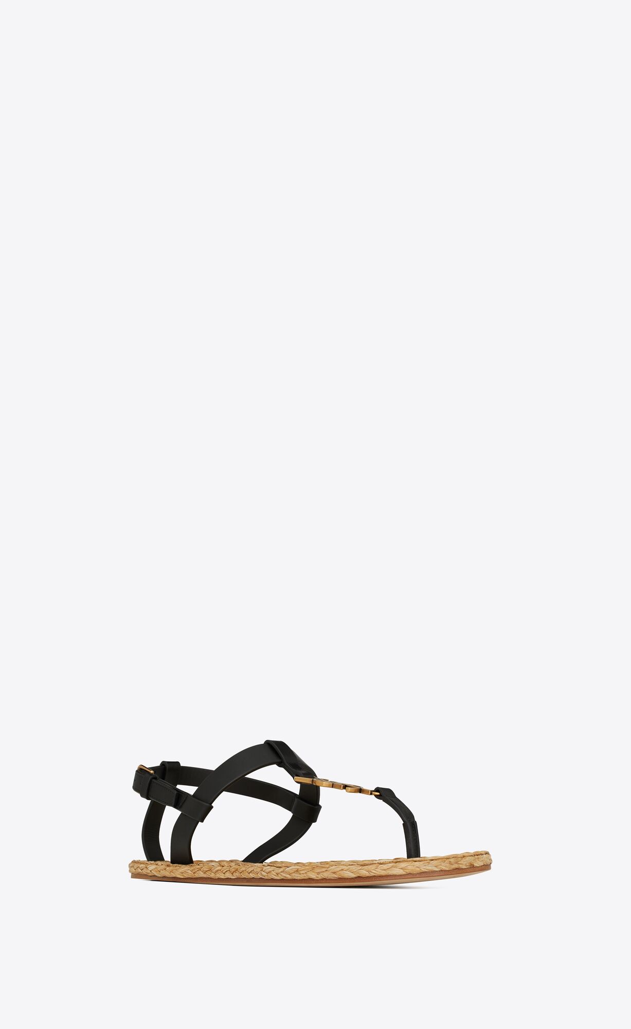 YSL Cassandra Sandals In Smooth Leather Noir | MWJPO4359