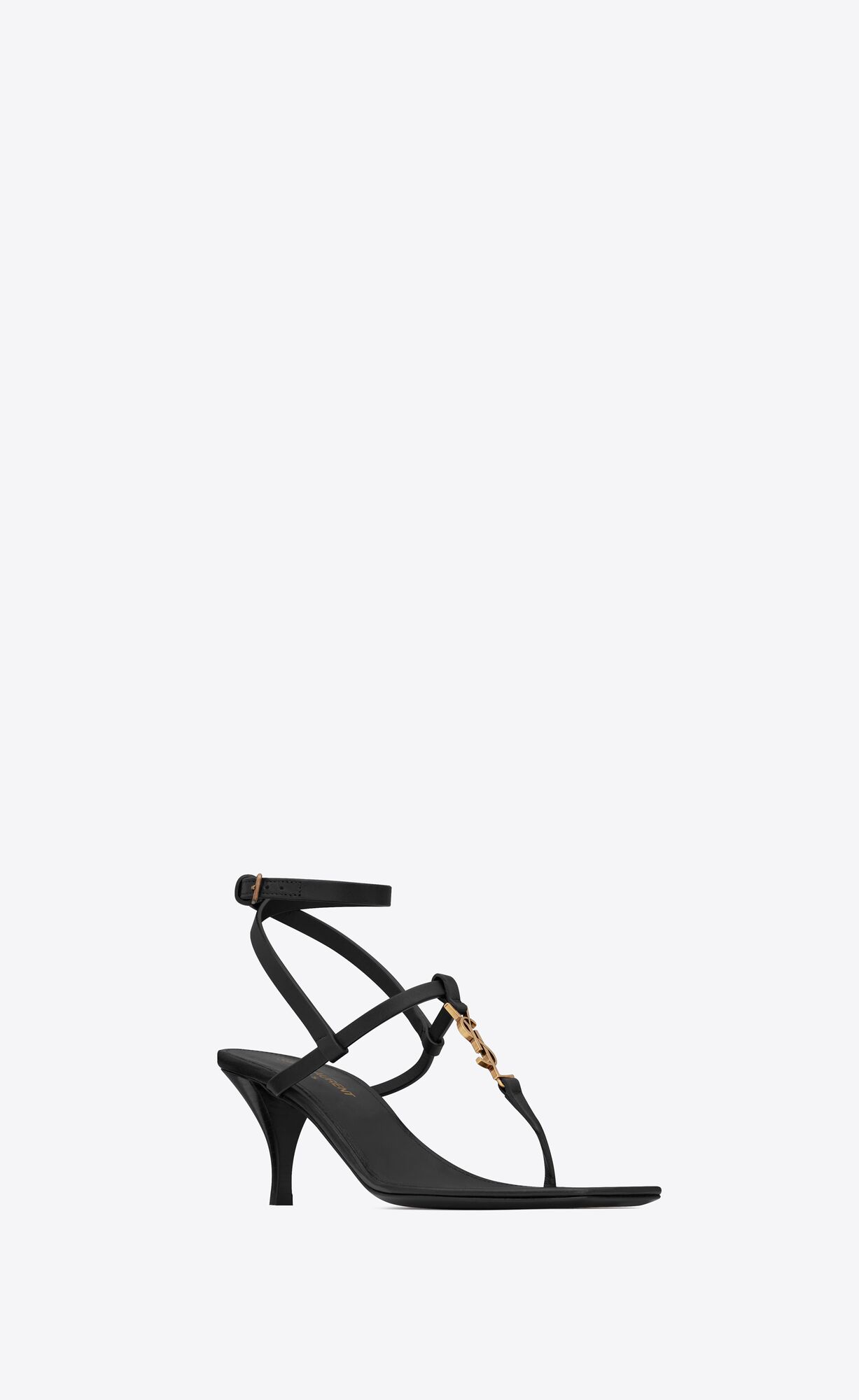 YSL Cassandra Sandals In Smooth Leather Black | PAZKW4893