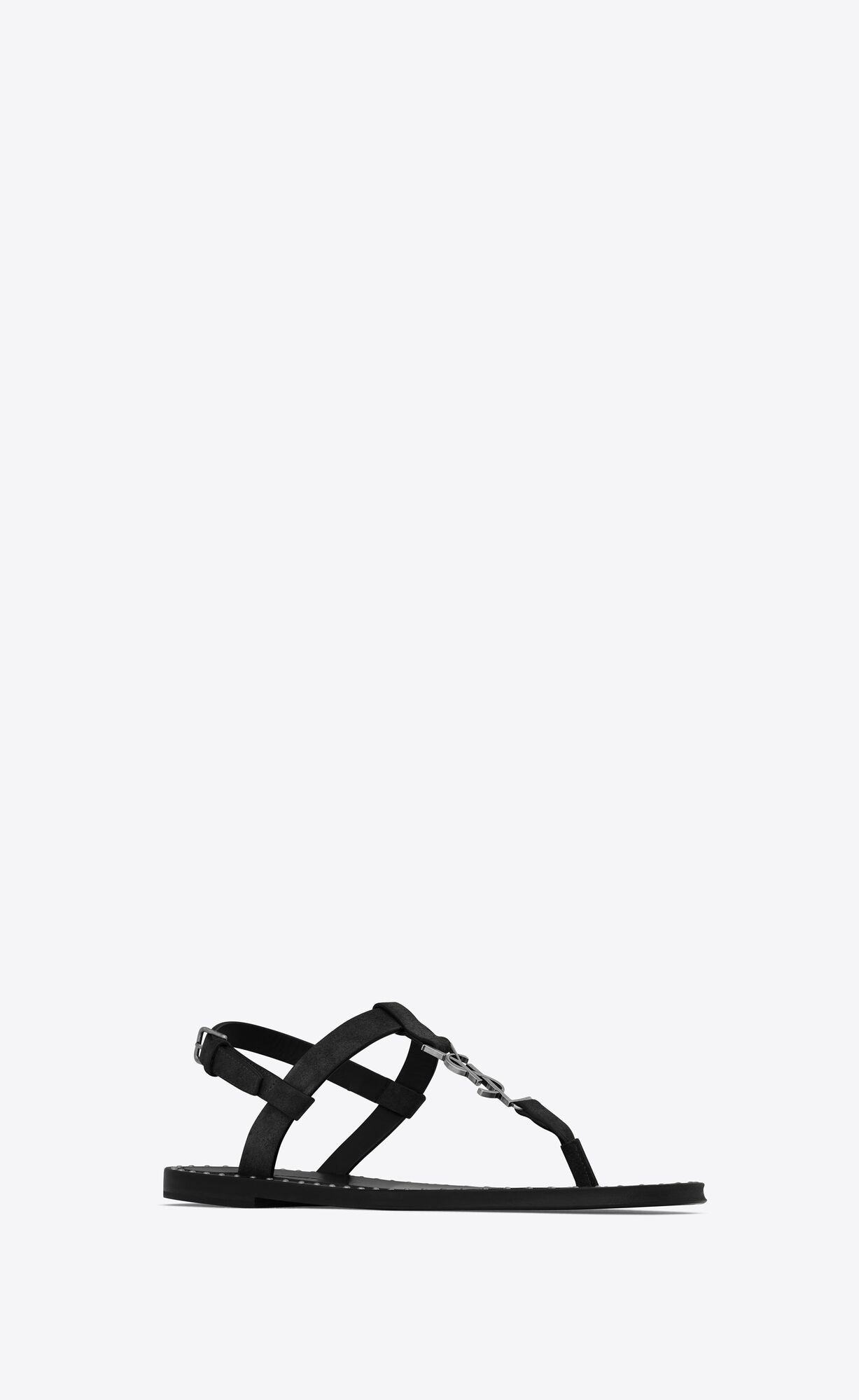 YSL Cassandra Sandals In Suede Noir | YZHEG4768