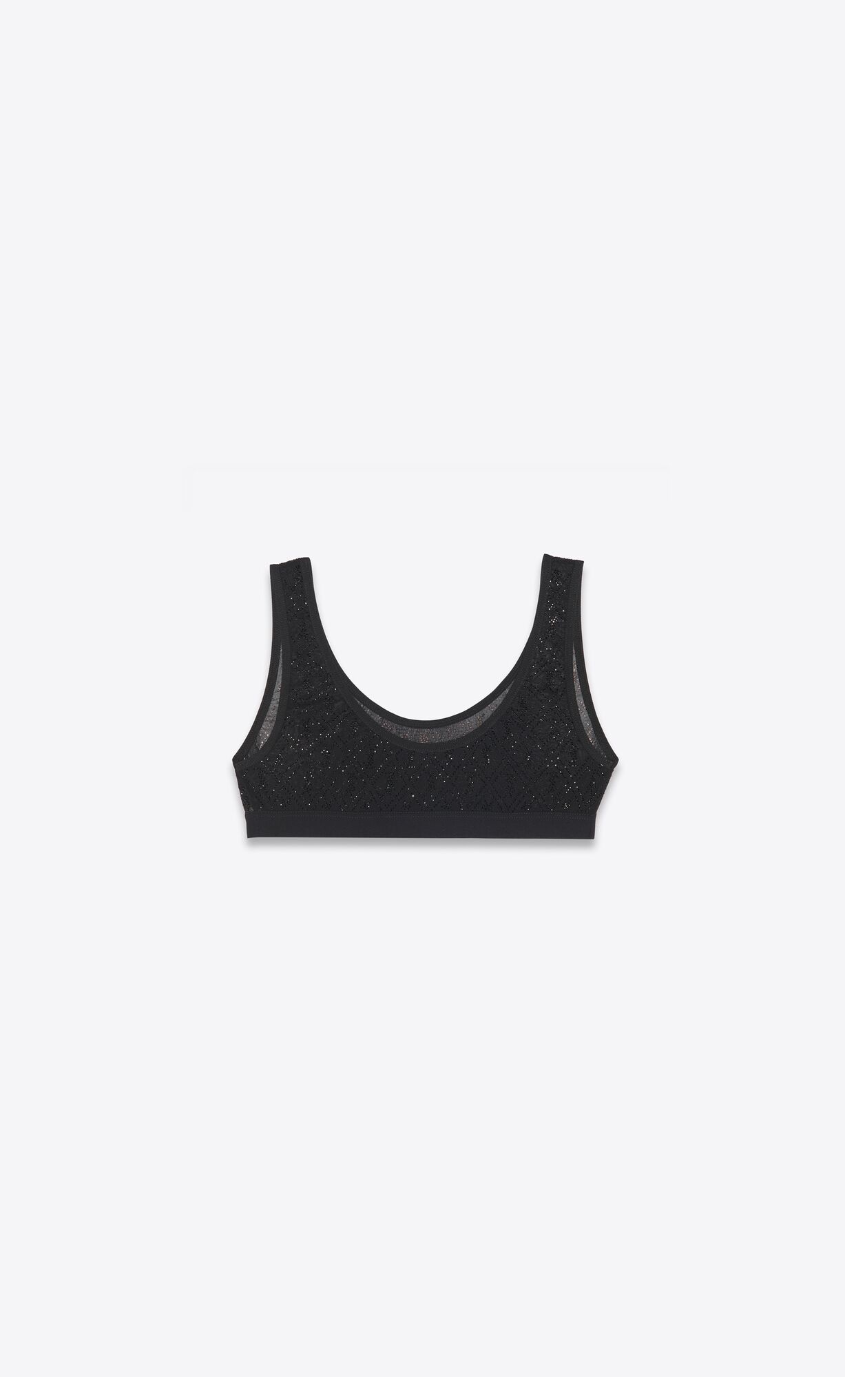 YSL Cassandre Bralette In Tulle Jersey And Rhinestones Noir | KDTJQ2147