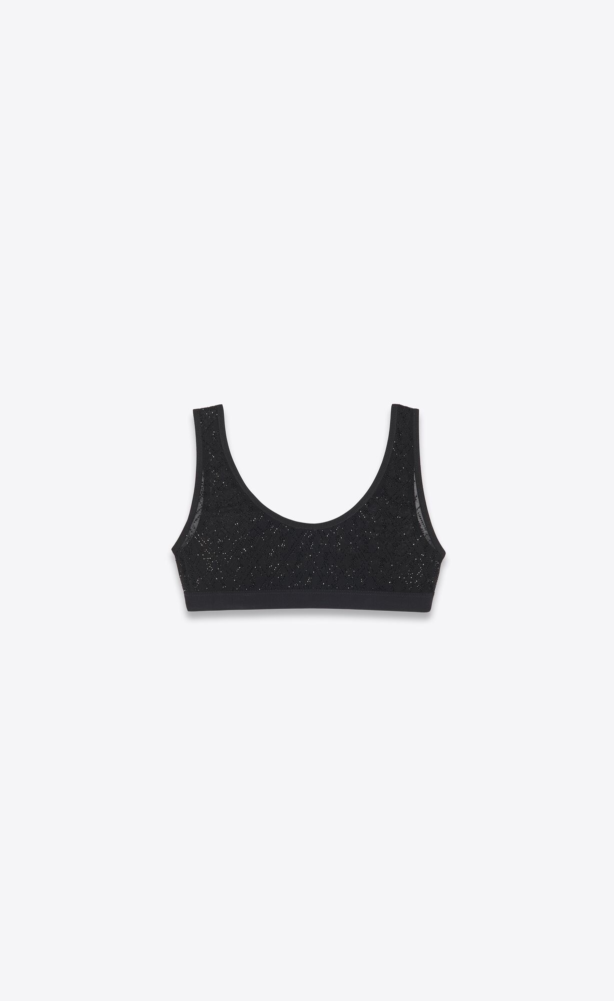 YSL Cassandre Bralette In Tulle Jersey And Rhinestones Noir | KDTJQ2147