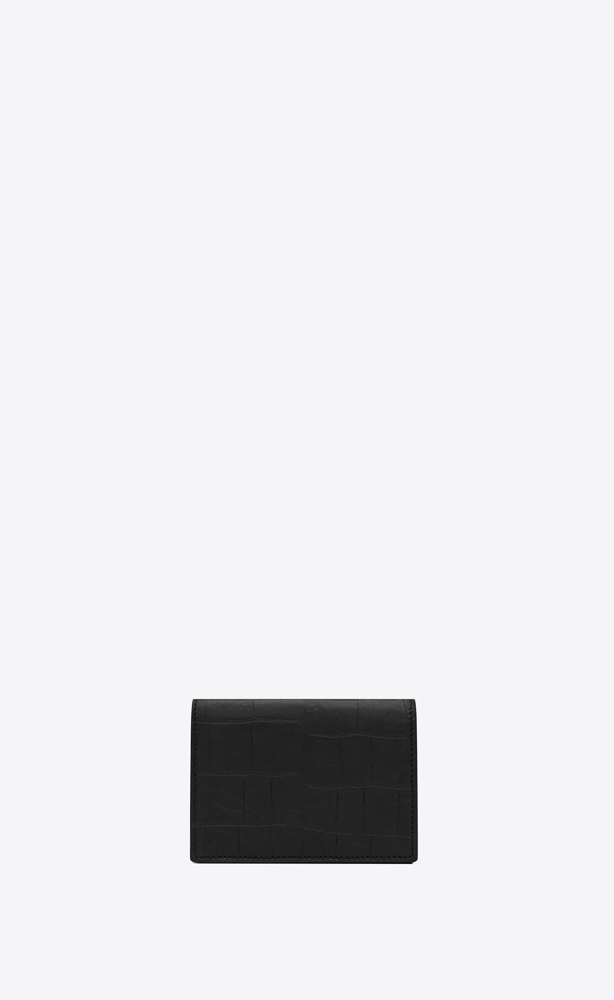 YSL Cassandre Card Case In Crocodile-embossed Leather Black | OGCWD2719