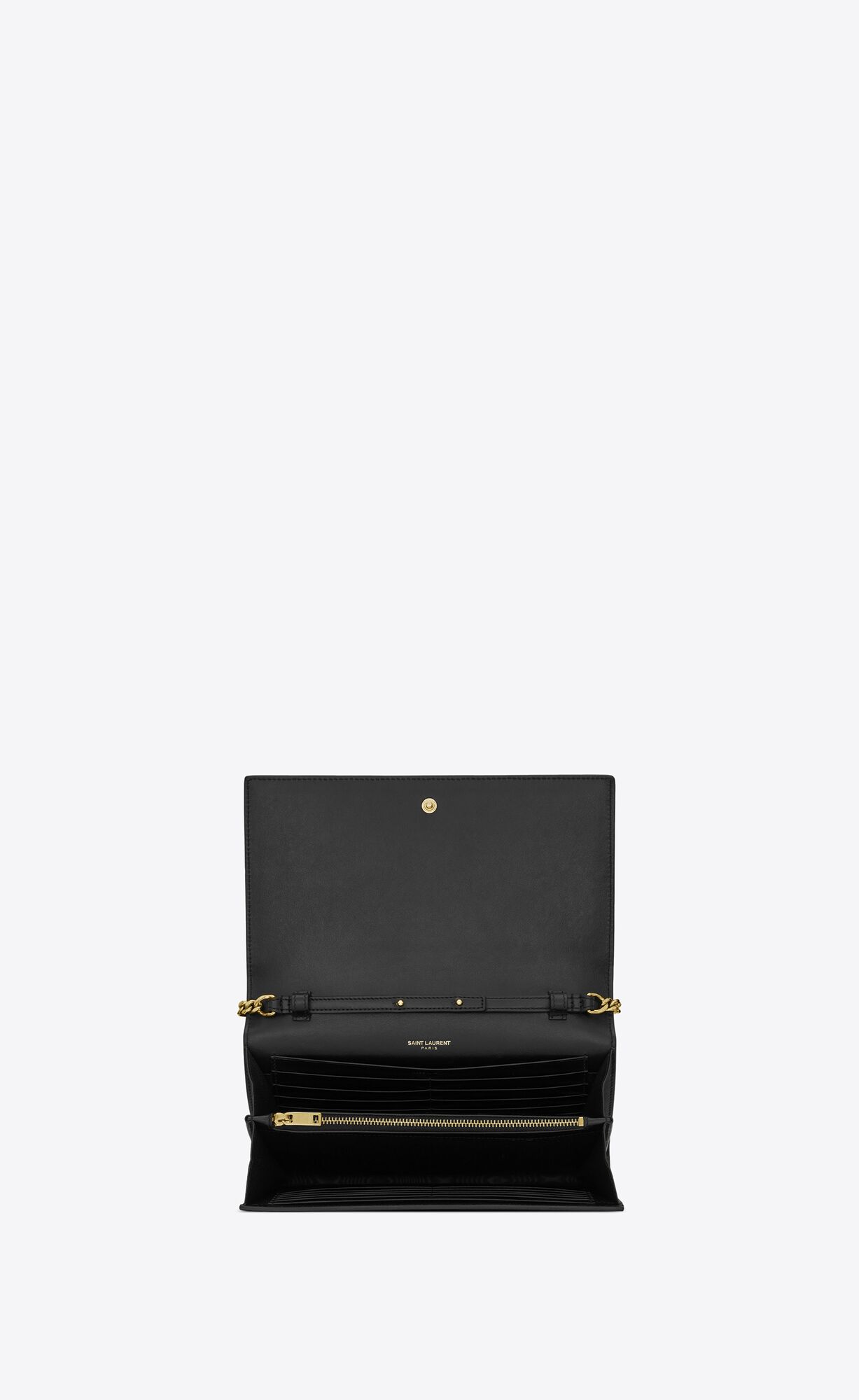 YSL Cassandre Chain Wallet In Crocodile-embossed Shiny Leather Black | HEQWA8054