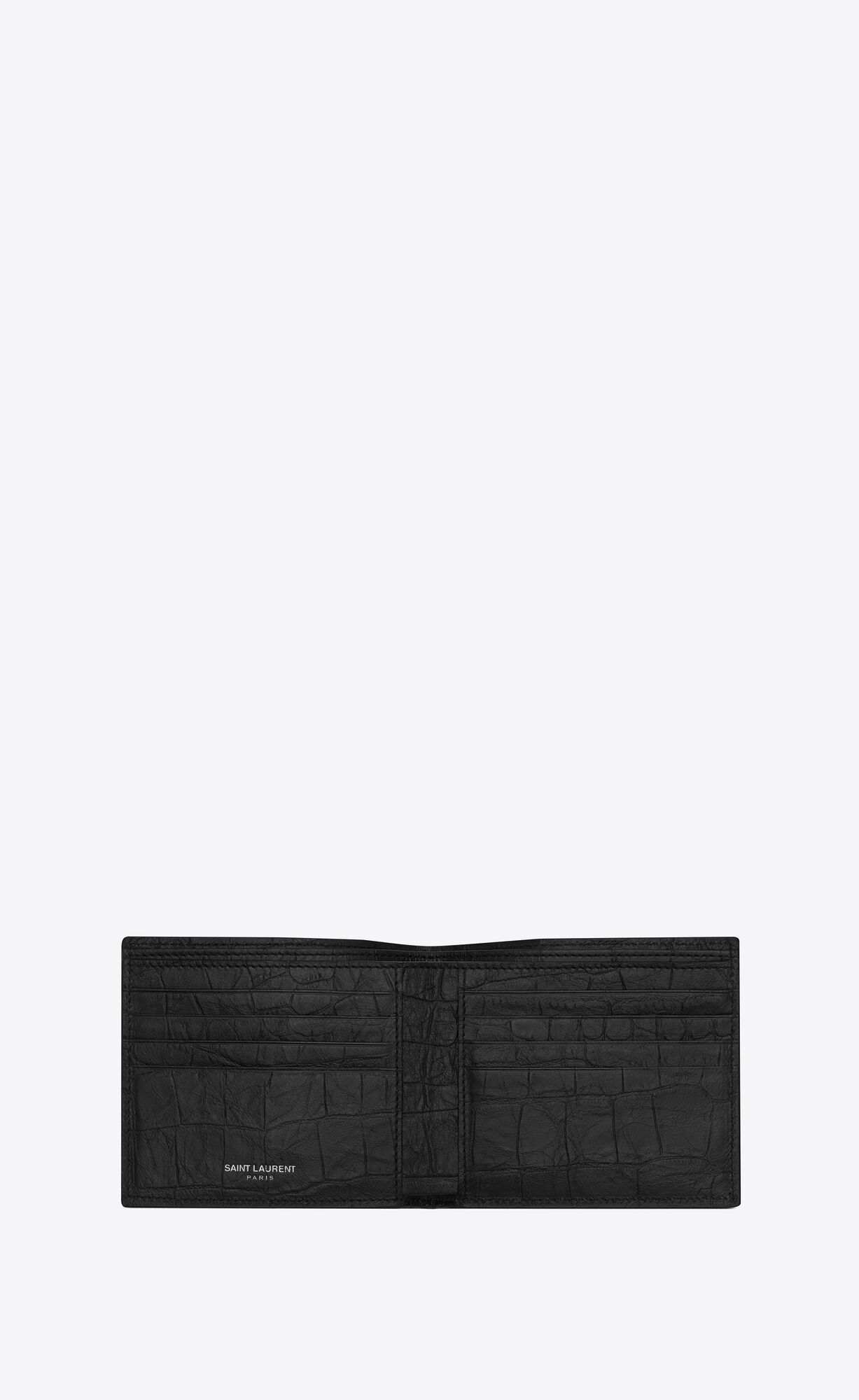 YSL Cassandre East/West Wallet In Crocodile-embossed Leather Black | HPMLB8154