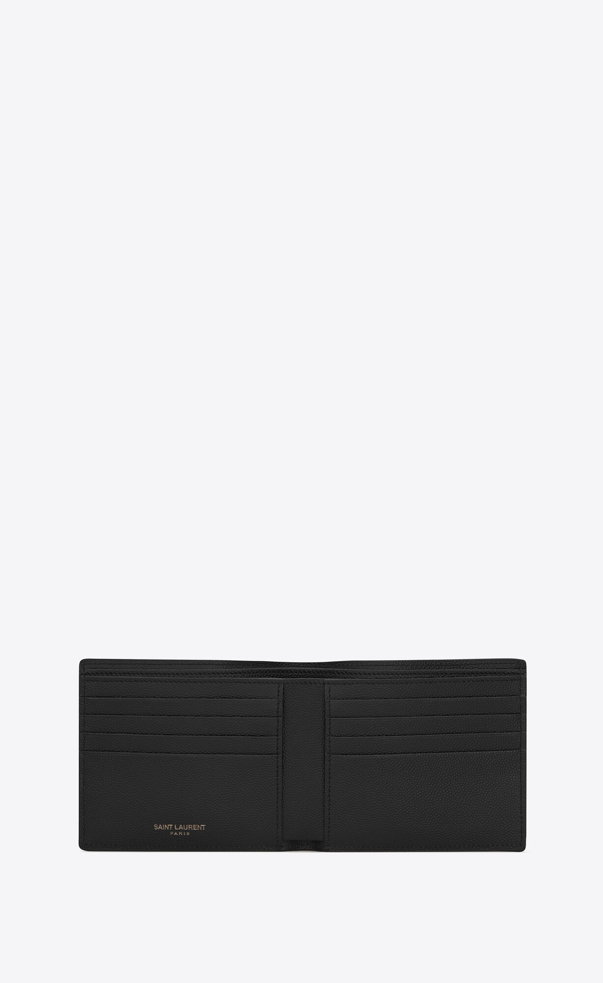 YSL Cassandre East/West Wallet In Grain De Poudre Embossed Leather Black | MGJZQ9014