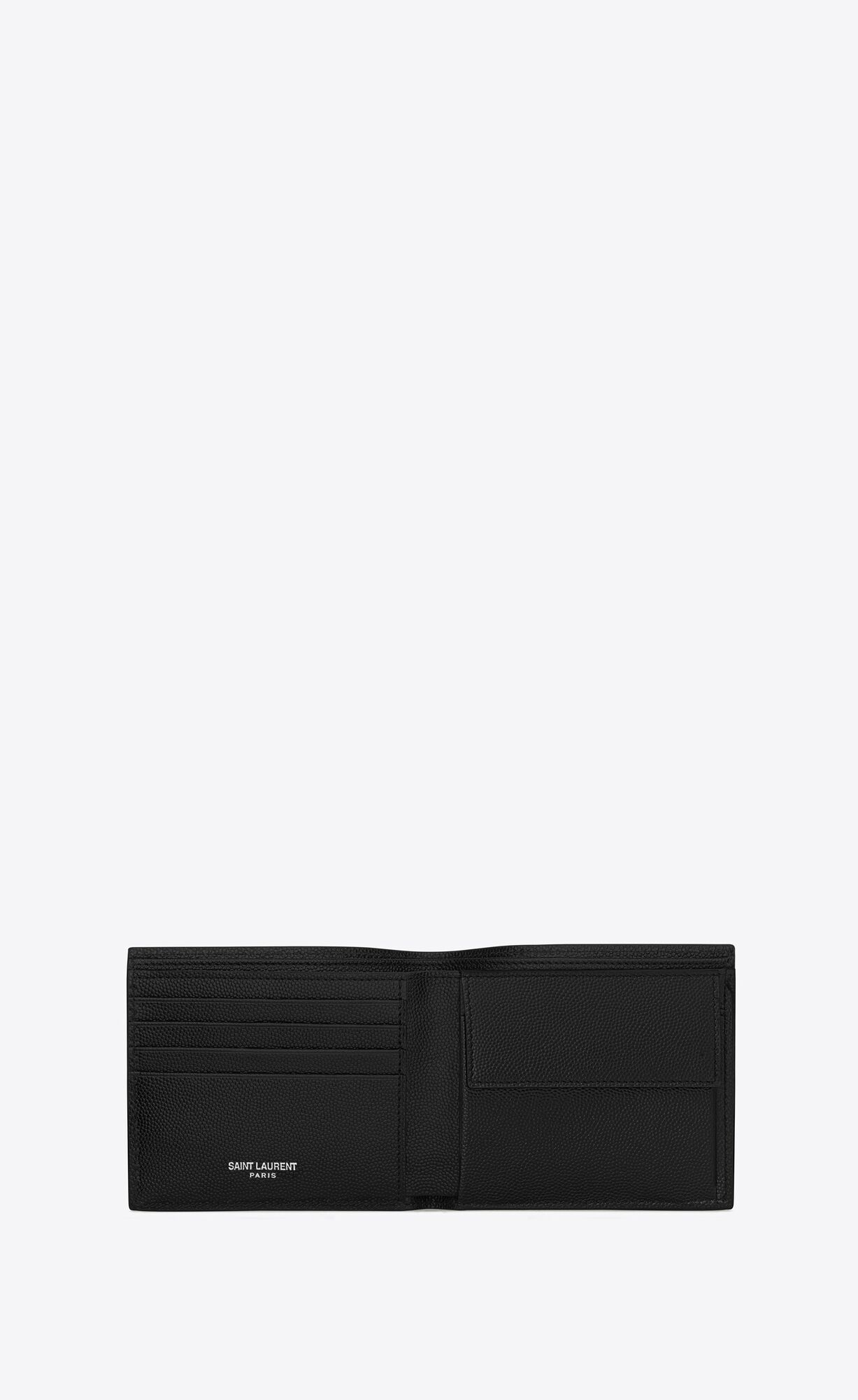 YSL Cassandre East/West Wallet With Coin Purse In Grain De Poudre Embossed Leather Black | CIALY0798