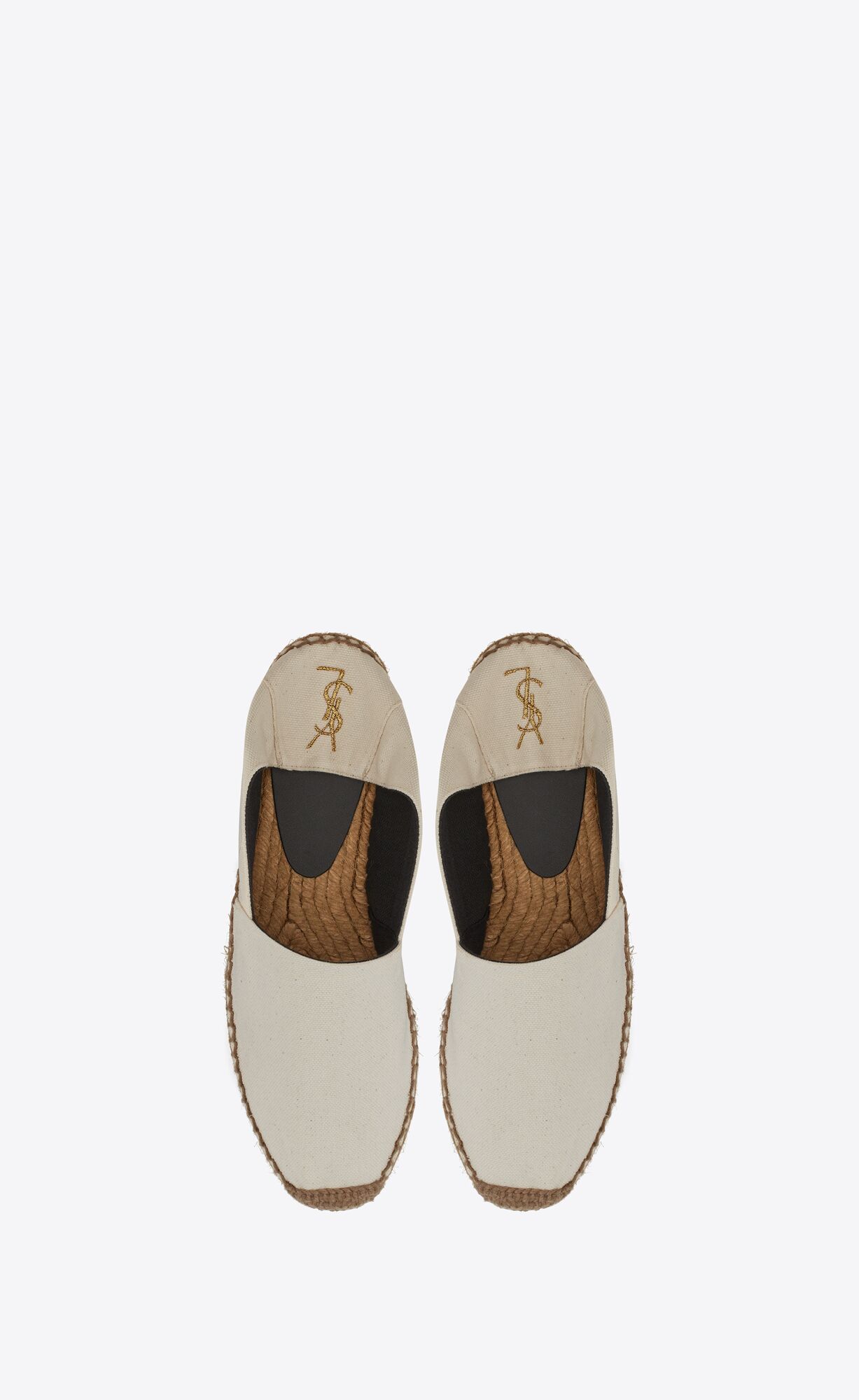 YSL Cassandre Embroidered Espadrilles In Canvas Sweet Cream | RWKEF0185