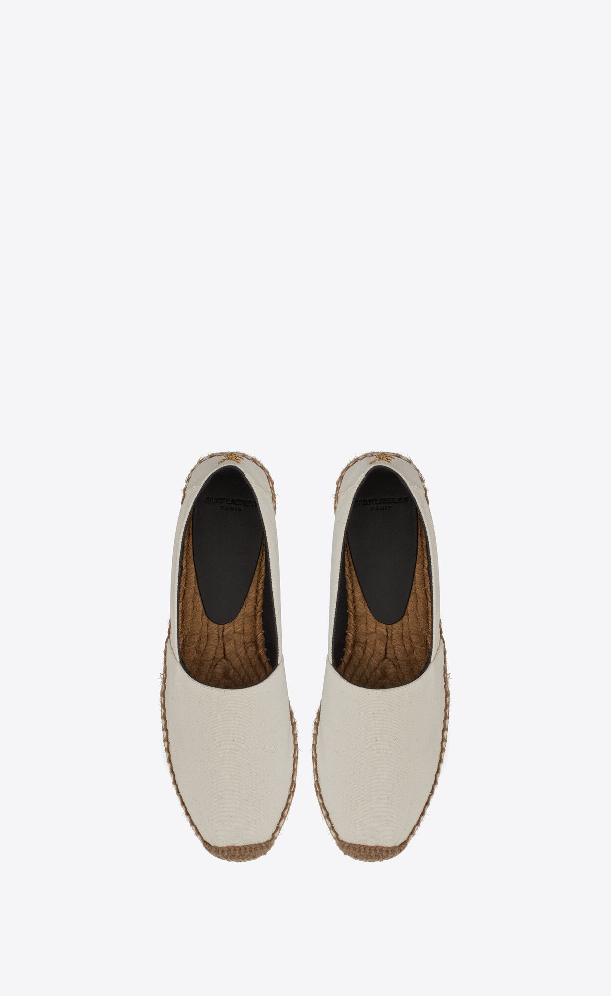 YSL Cassandre Embroidered Espadrilles In Canvas Sweet Cream | RWKEF0185