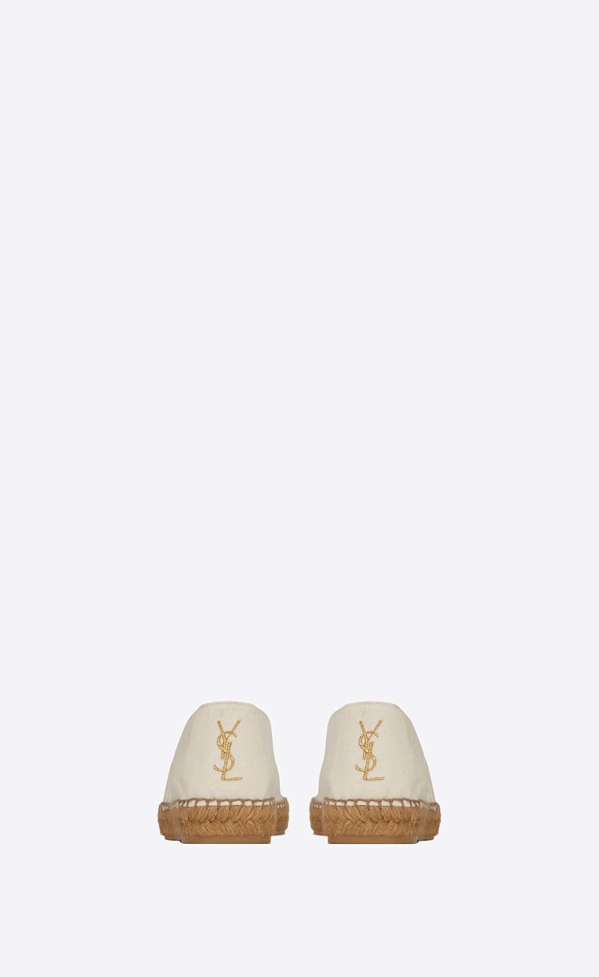 YSL Cassandre Embroidered Espadrilles In Canvas Sweet Cream | RWKEF0185