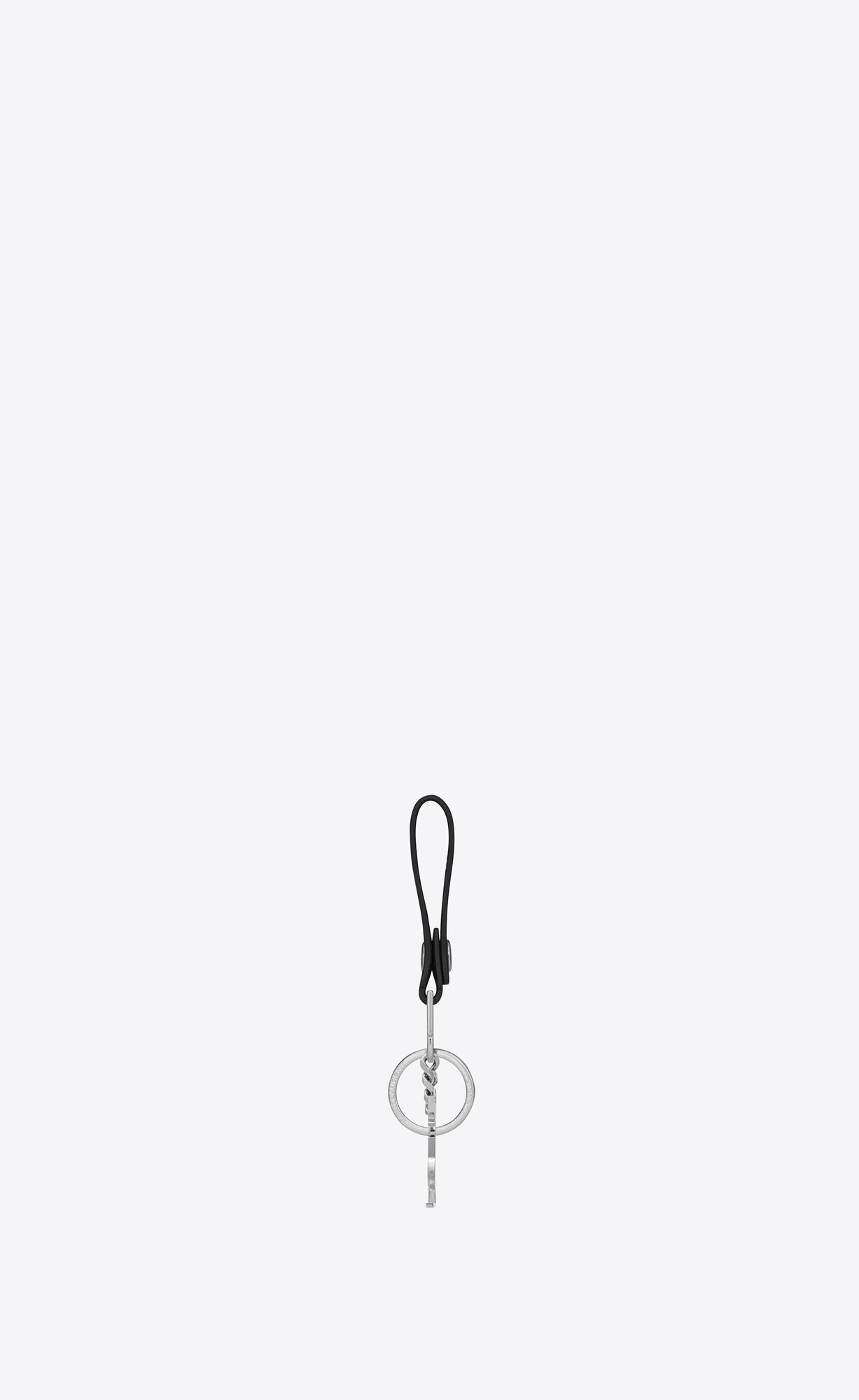 YSL Cassandre Key Ring In Smooth Leather Black | LMKIO1693