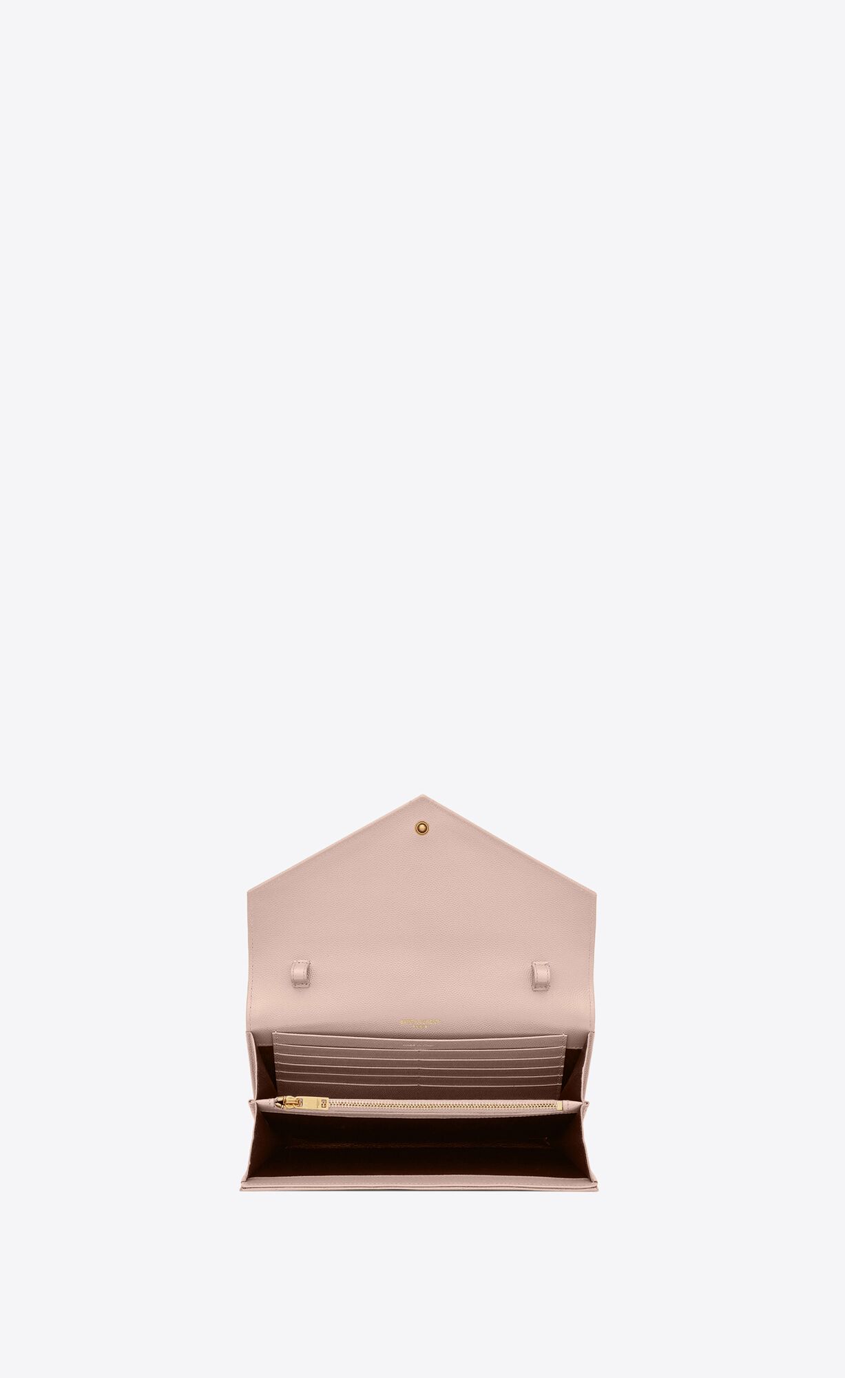 YSL Cassandre Matelassé Chain Wallet In Grain De Poudre Embossed Leather Pale Pink | DLVPR4193