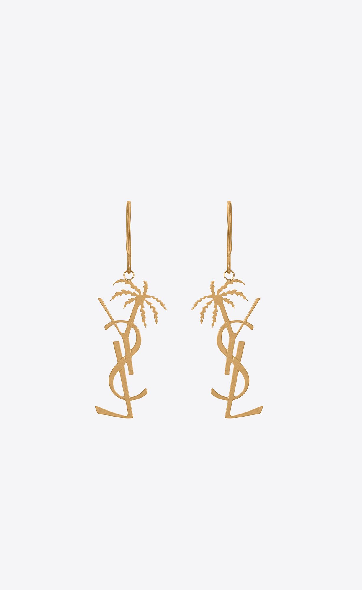 YSL Cassandre Palm Earrings In Metal Gold | EYVKC4981