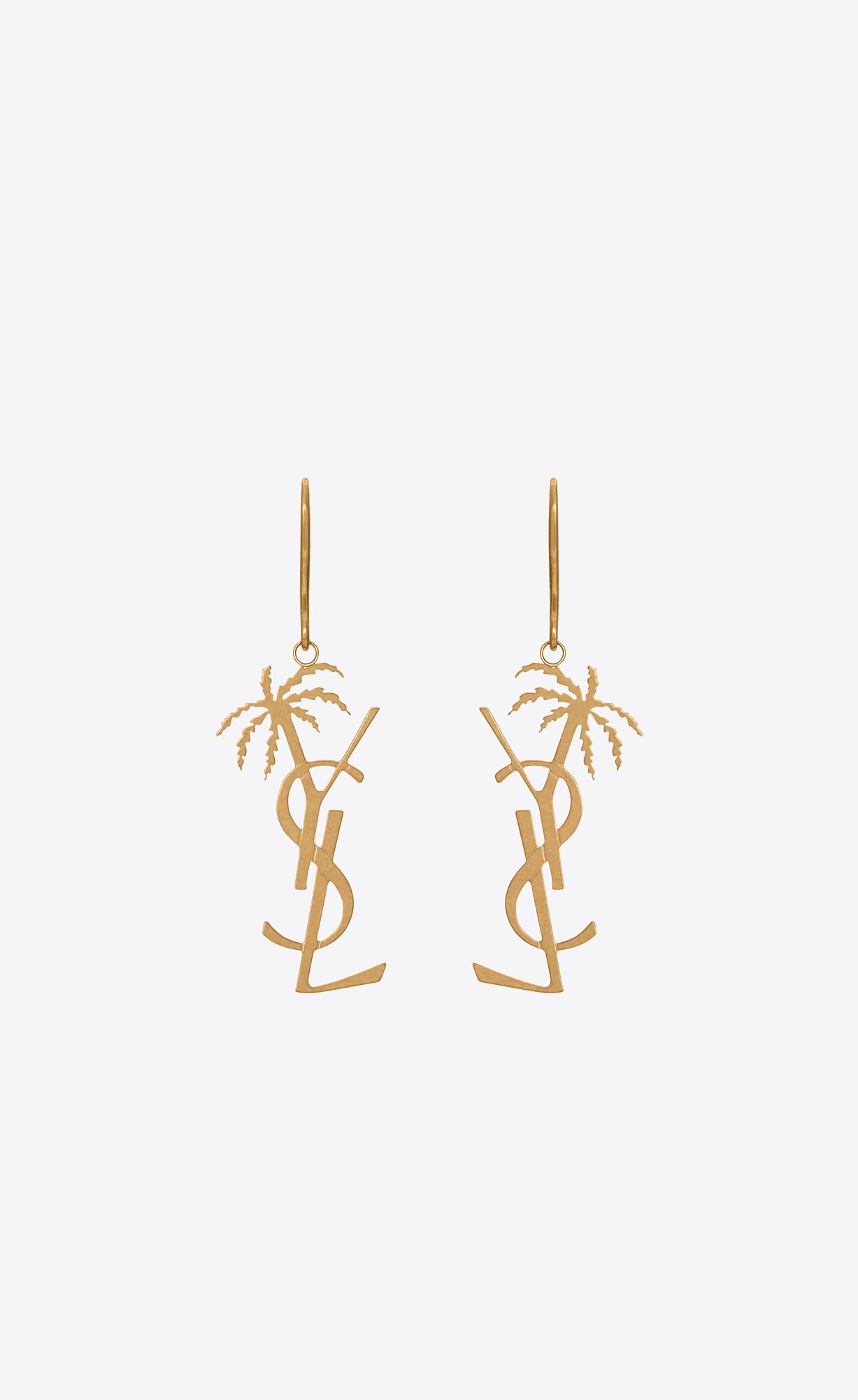 YSL Cassandre Palm Earrings In Metal Gold | EYVKC4981