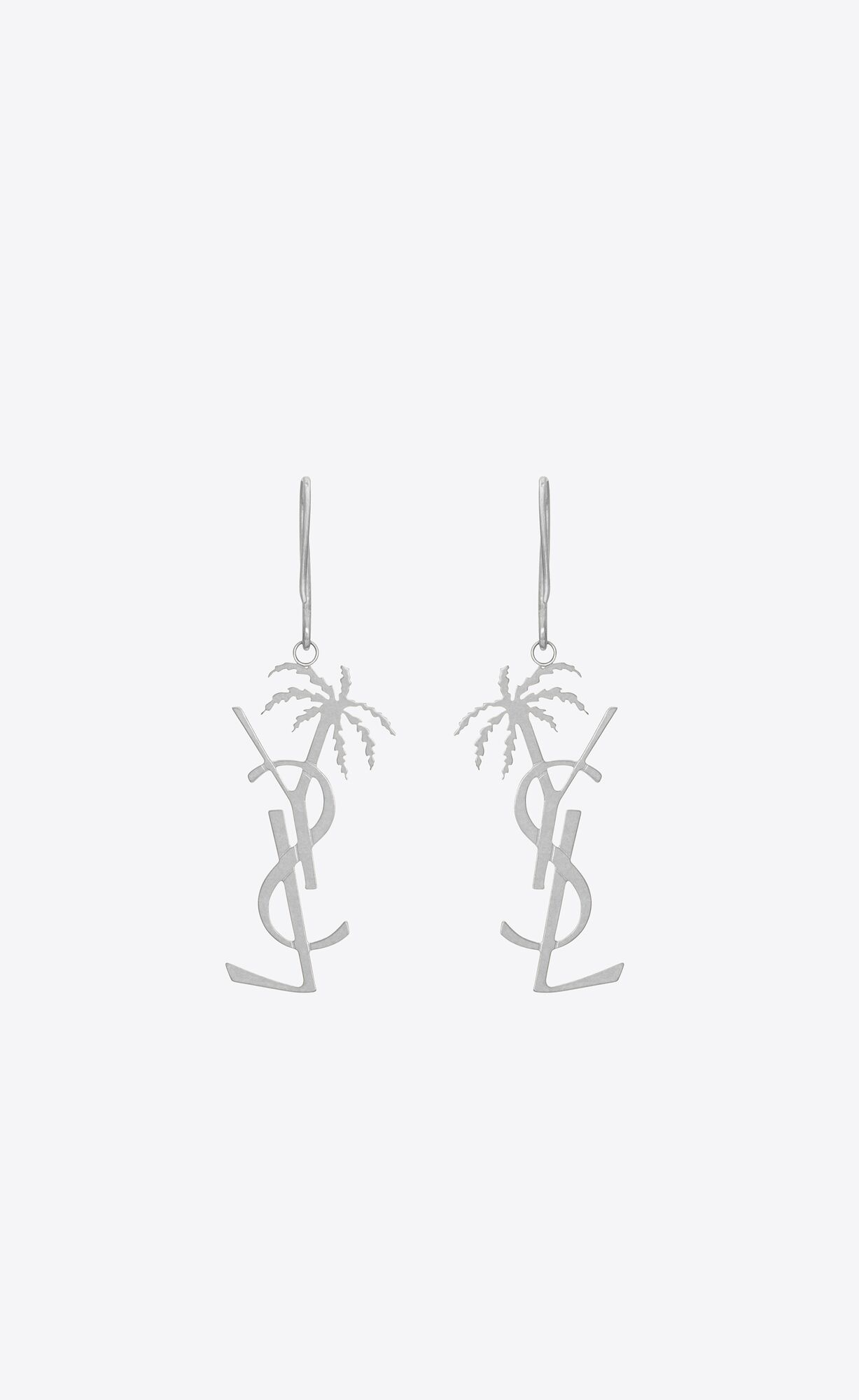 YSL Cassandre Palm Earrings In Metal Mirror | QFYEK9517