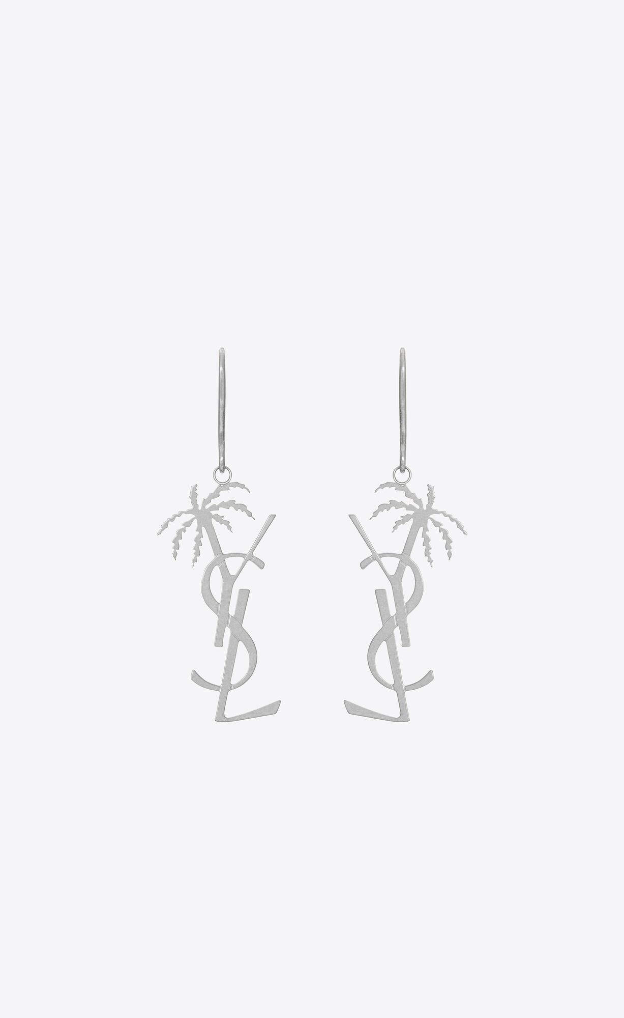 YSL Cassandre Palm Earrings In Metal Mirror | QFYEK9517