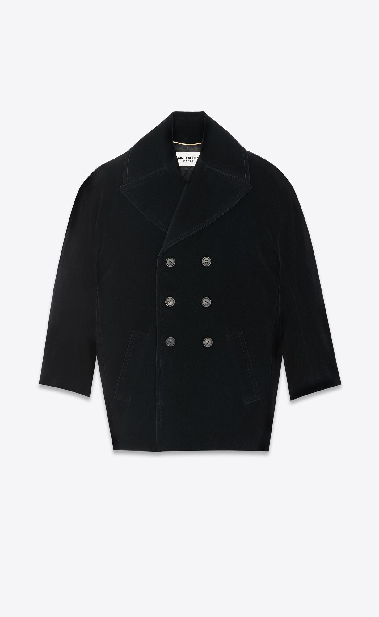 YSL Cassandre Peacoat In Cotton Velvet Noir | LGCDH3108