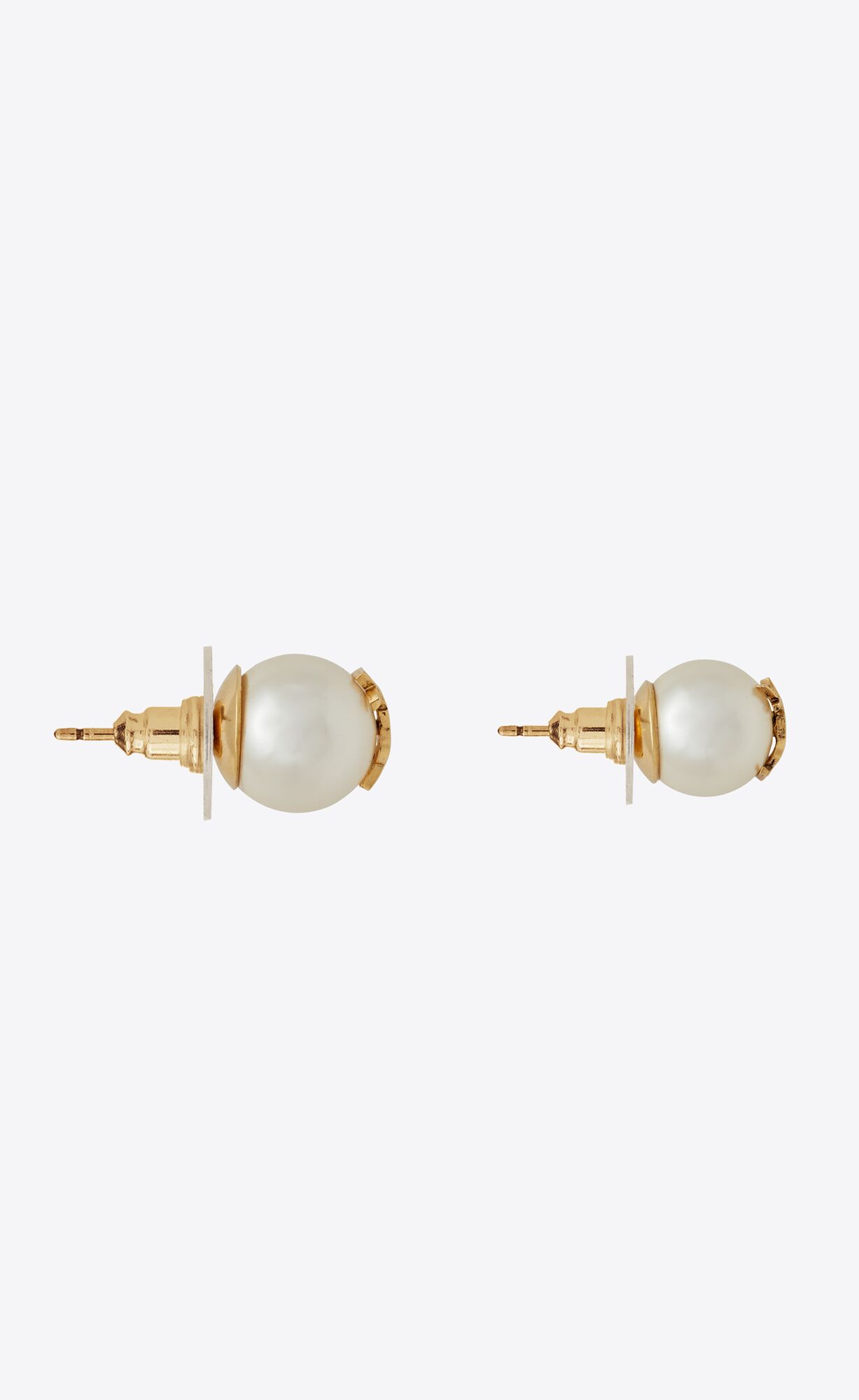 YSL Cassandre Pearl Earrings In Metal Gold And Cream | KVXSO2157