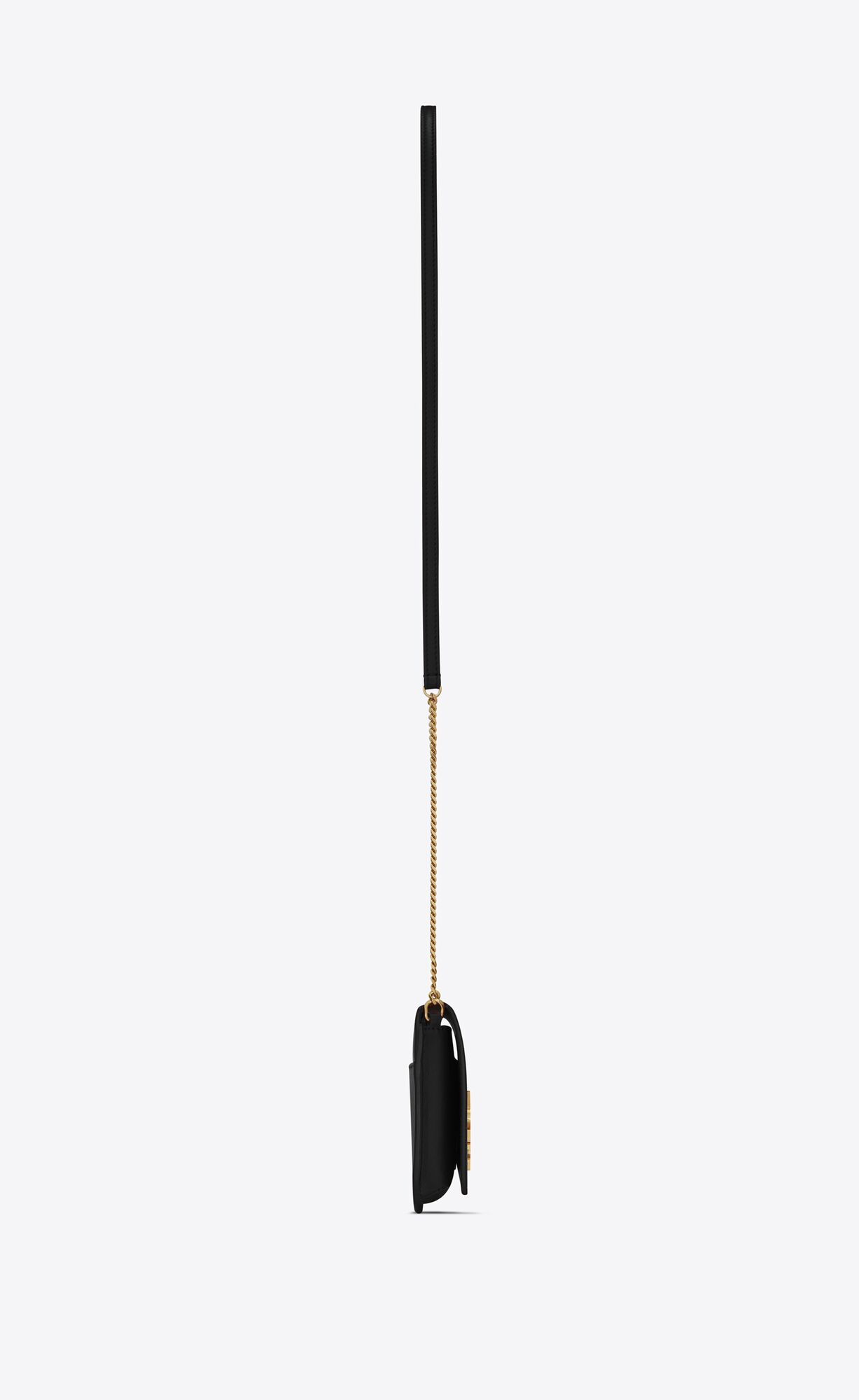 YSL Cassandre Phone Holder With Strap In Smooth Leather Black | QMJHF9768